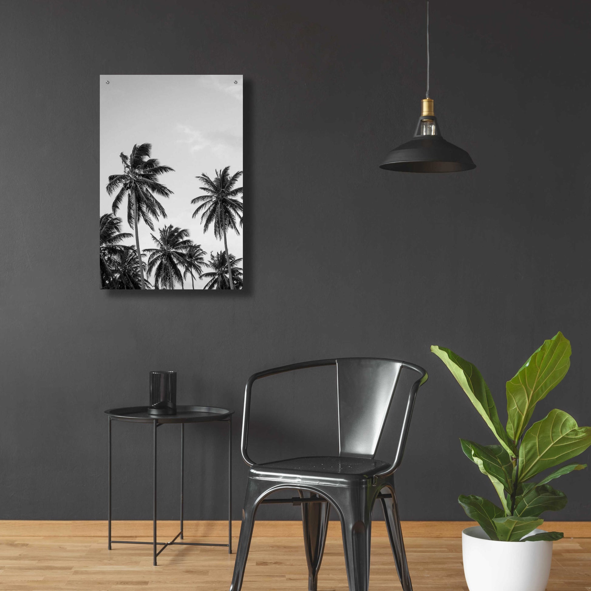 Epic Art 'Palms in Grey' by Design Fabrikken, Acrylic Glass Wall Art,24x36