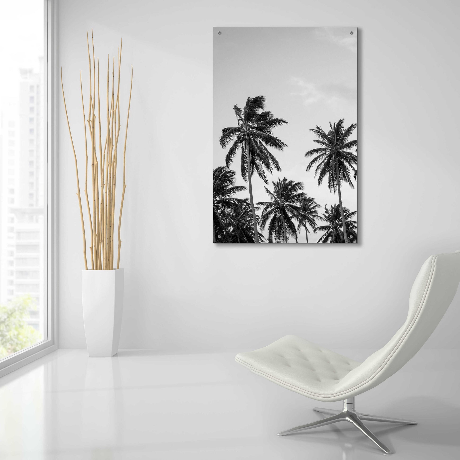 Epic Art 'Palms in Grey' by Design Fabrikken, Acrylic Glass Wall Art,24x36