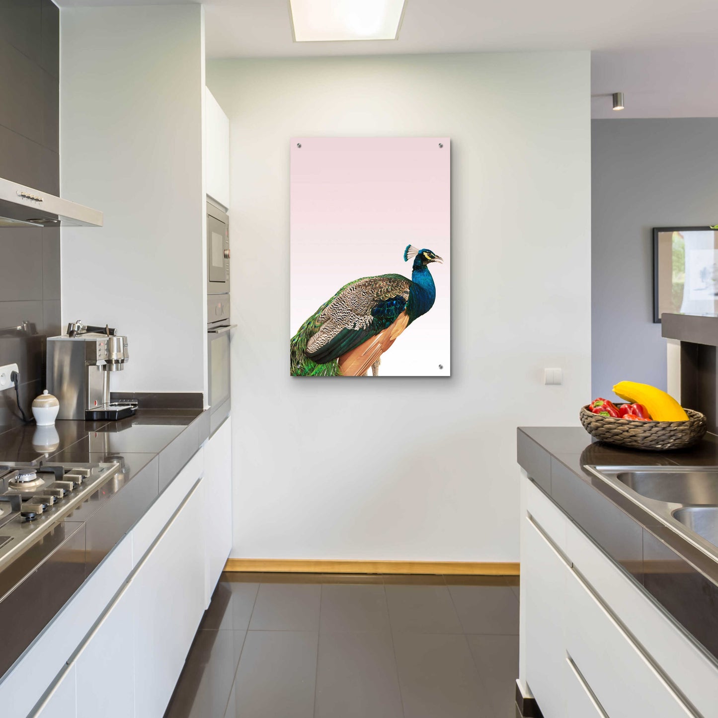 Epic Art 'Peacock on Pink' by Design Fabrikken, Acrylic Glass Wall Art,24x36