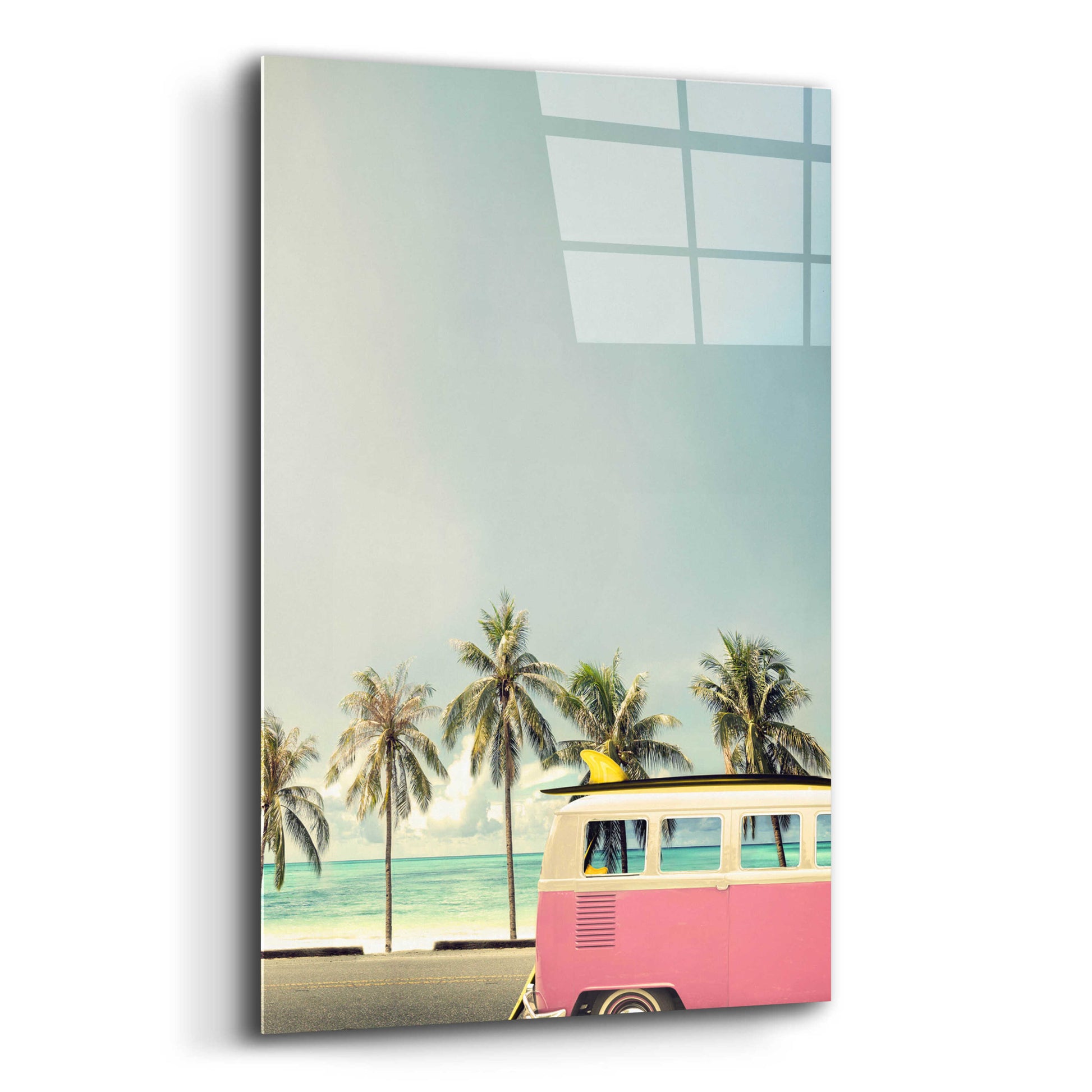 Epic Art 'Surf Bus Pink' by Design Fabrikken, Acrylic Glass Wall Art,12x16