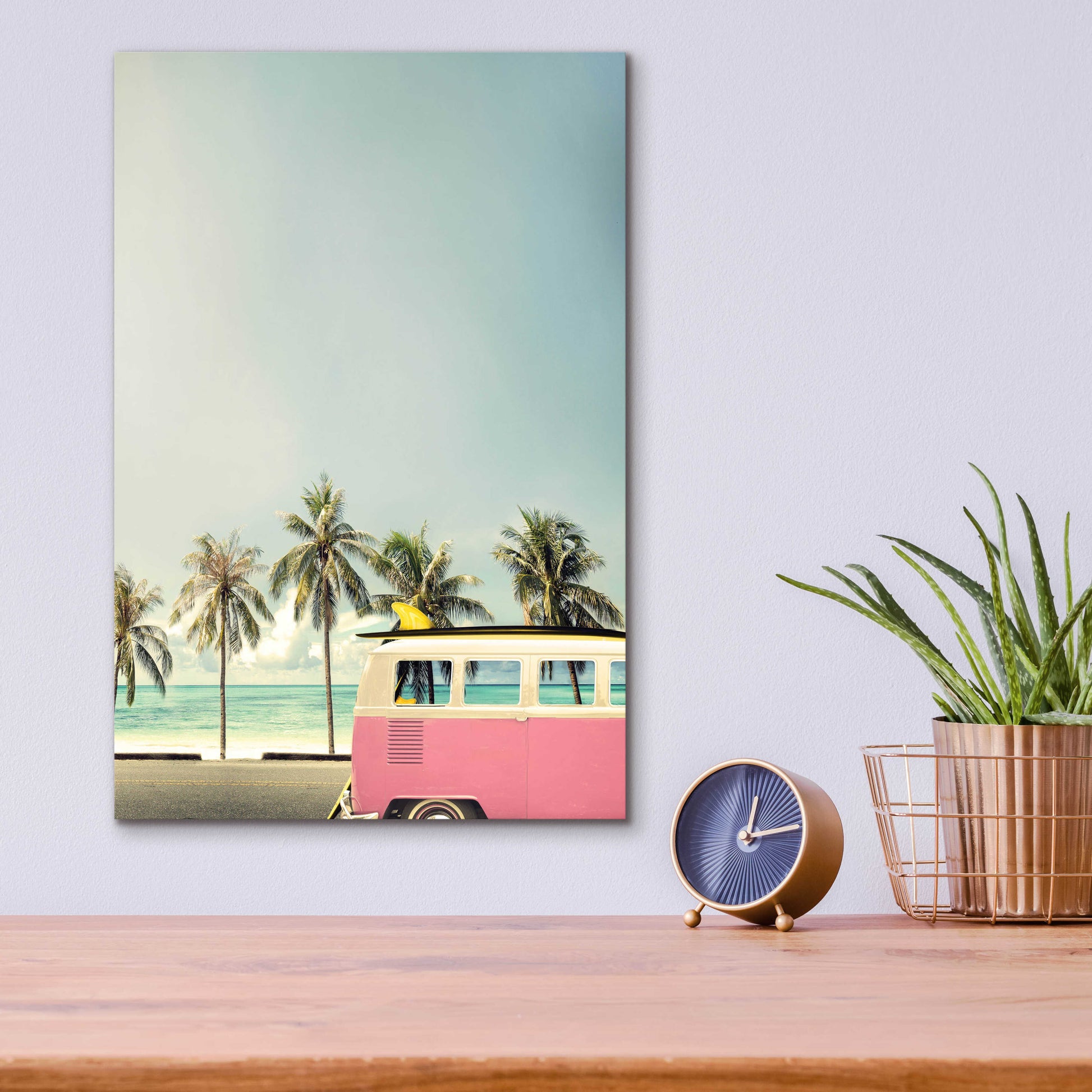 Epic Art 'Surf Bus Pink' by Design Fabrikken, Acrylic Glass Wall Art,12x16