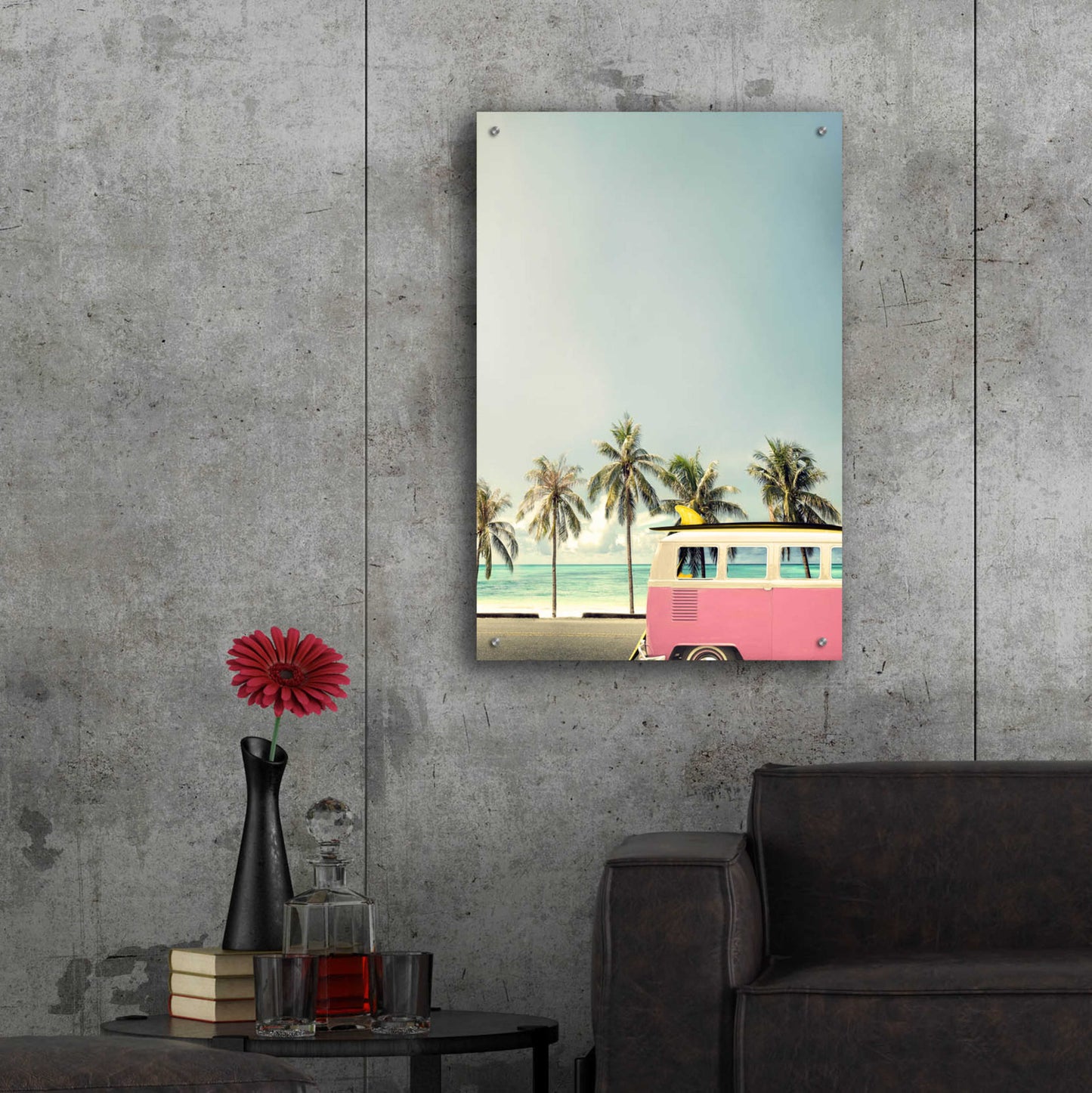 Epic Art 'Surf Bus Pink' by Design Fabrikken, Acrylic Glass Wall Art,24x36