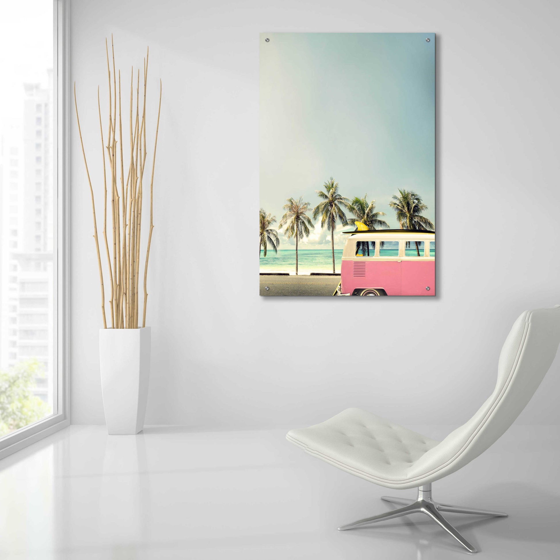 Epic Art 'Surf Bus Pink' by Design Fabrikken, Acrylic Glass Wall Art,24x36