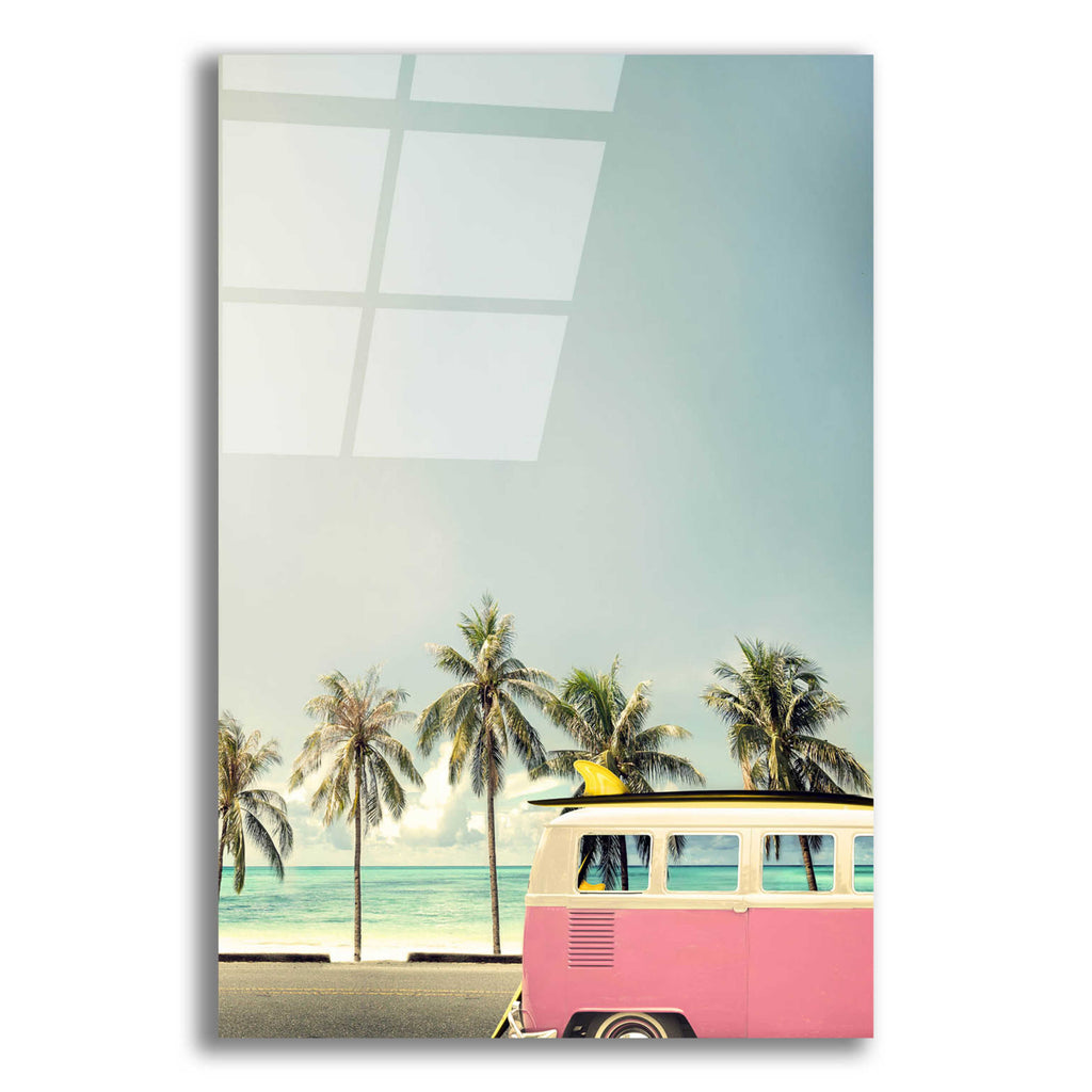 Epic Art 'Surf Bus Pink' by Design Fabrikken, Acrylic Glass Wall Art