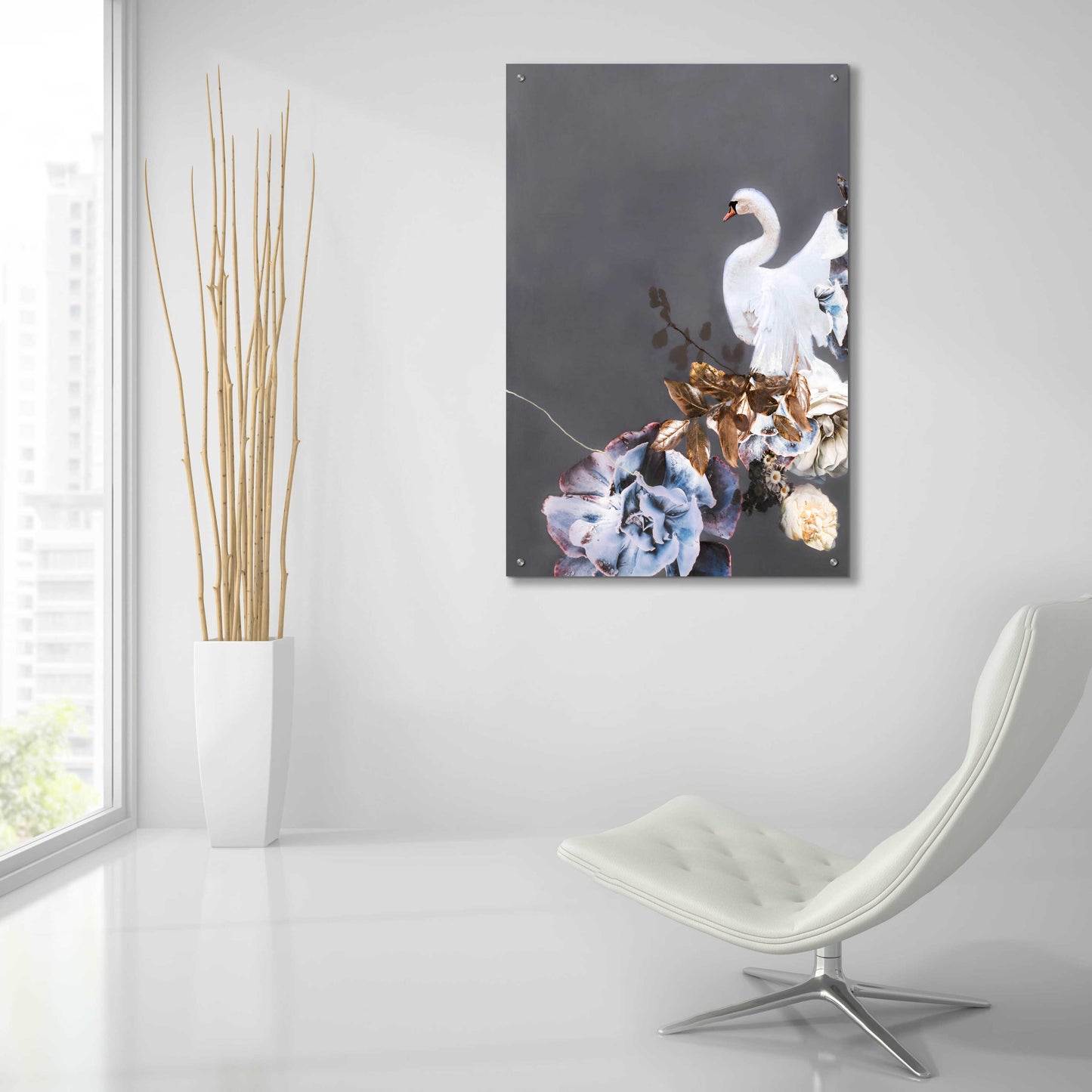 Epic Art 'Swan Gold 2' by Design Fabrikken, Acrylic Glass Wall Art,24x36