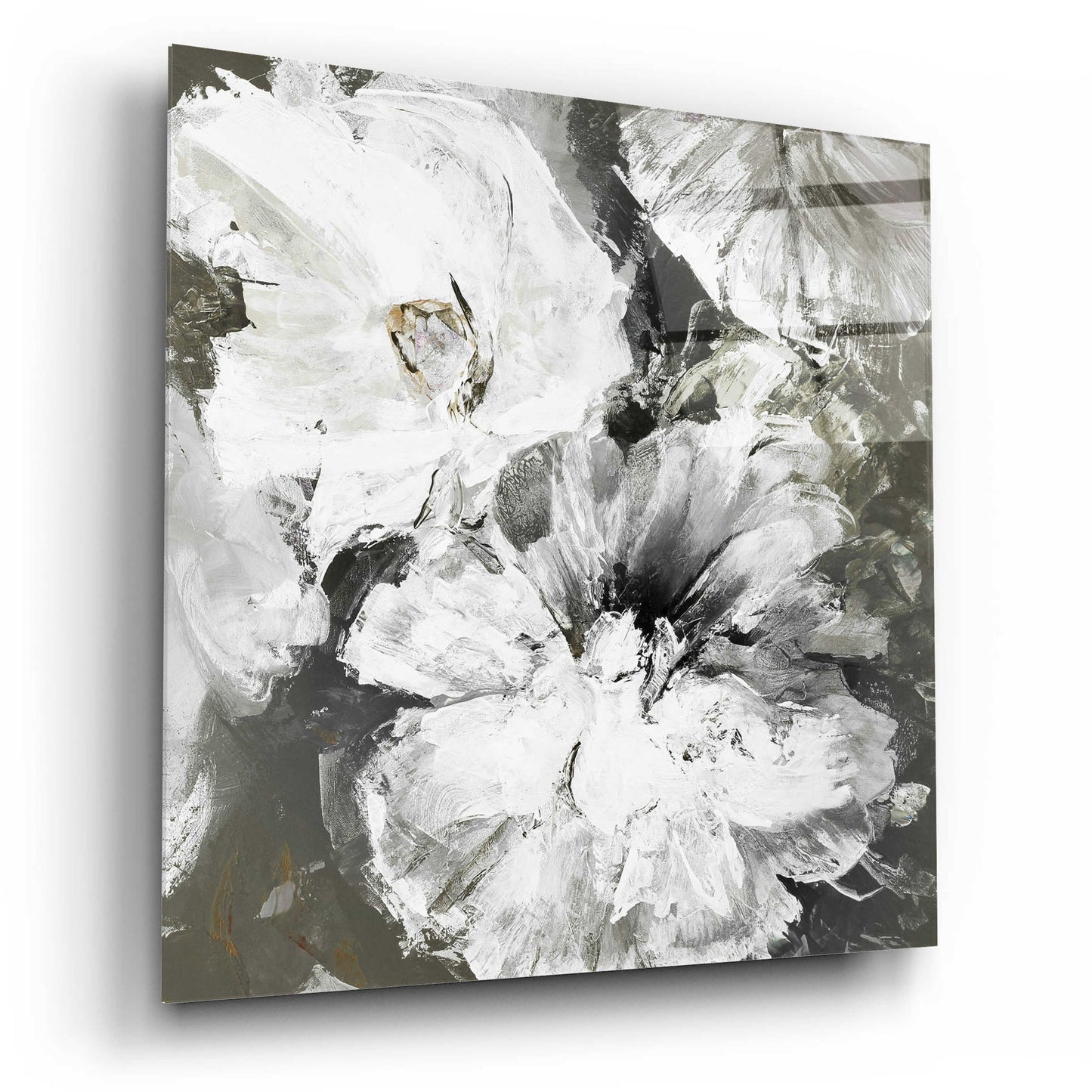 Epic Art 'White and Gray Flowers' by Design Fabrikken, Acrylic Glass Wall Art,12x12