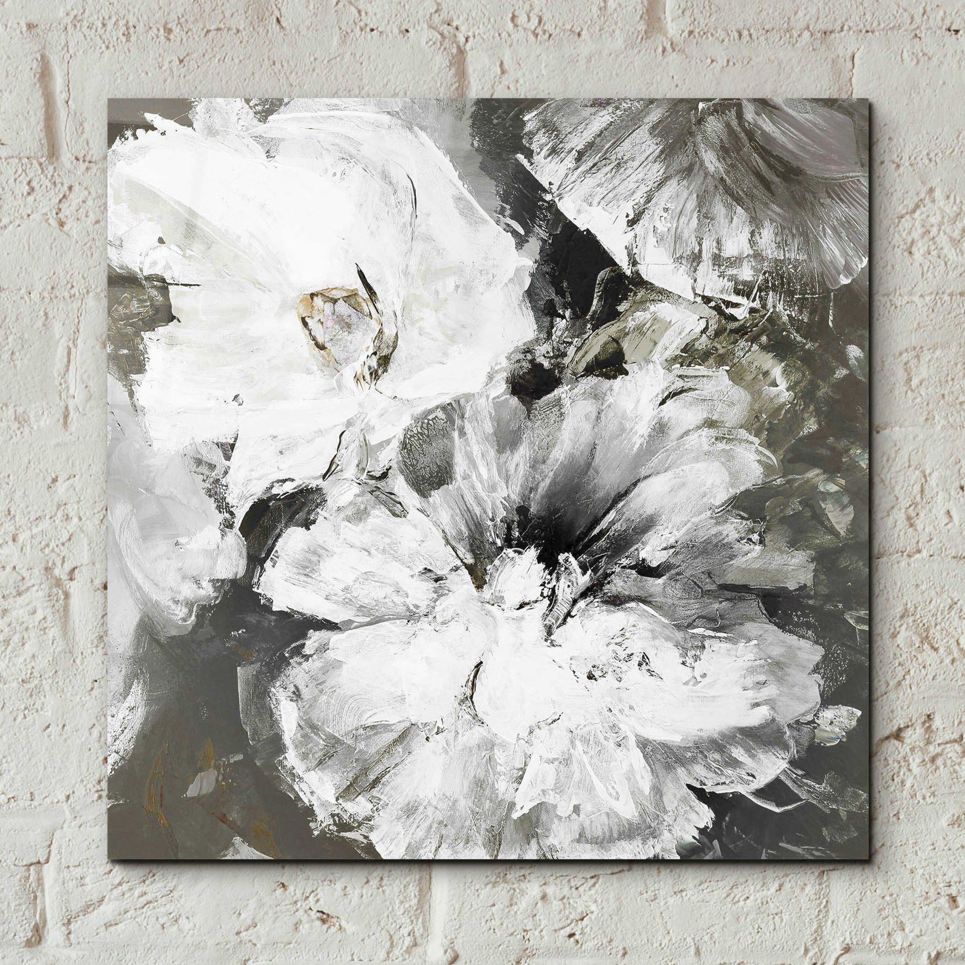 Epic Art 'White and Gray Flowers' by Design Fabrikken, Acrylic Glass Wall Art,12x12