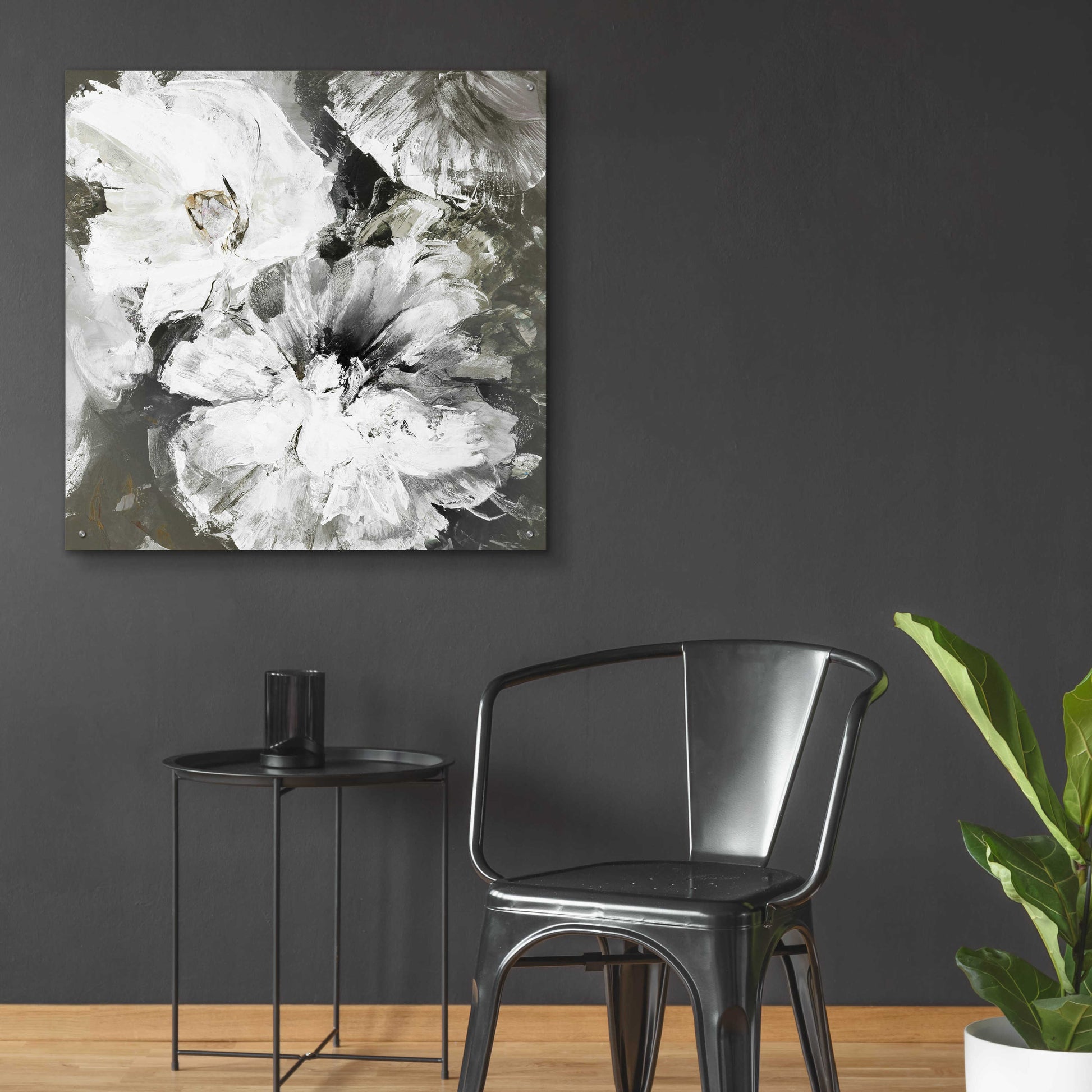 Epic Art 'White and Gray Flowers' by Design Fabrikken, Acrylic Glass Wall Art,36x36