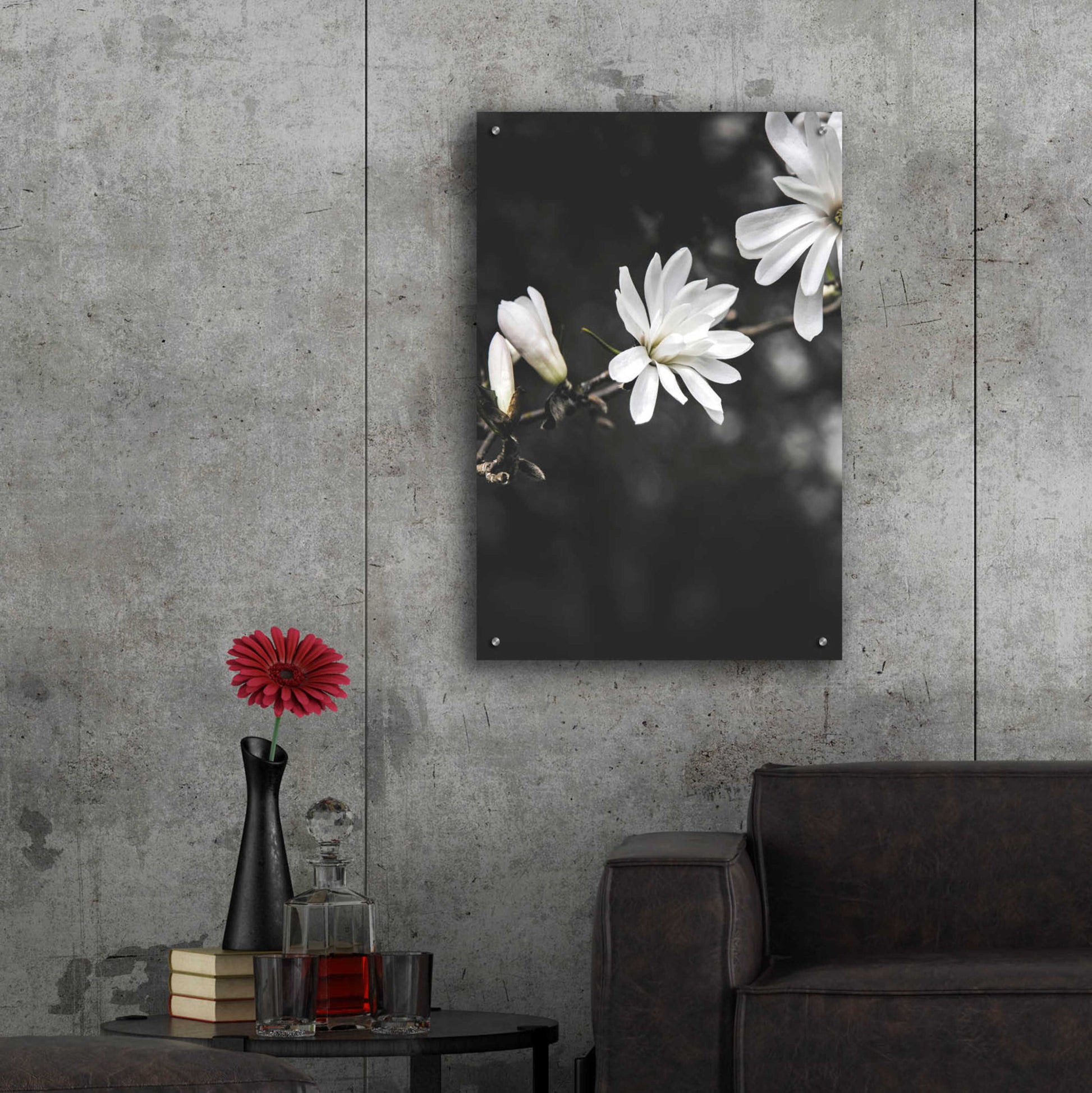 Epic Art 'White Flowers' by Design Fabrikken, Acrylic Glass Wall Art,24x36