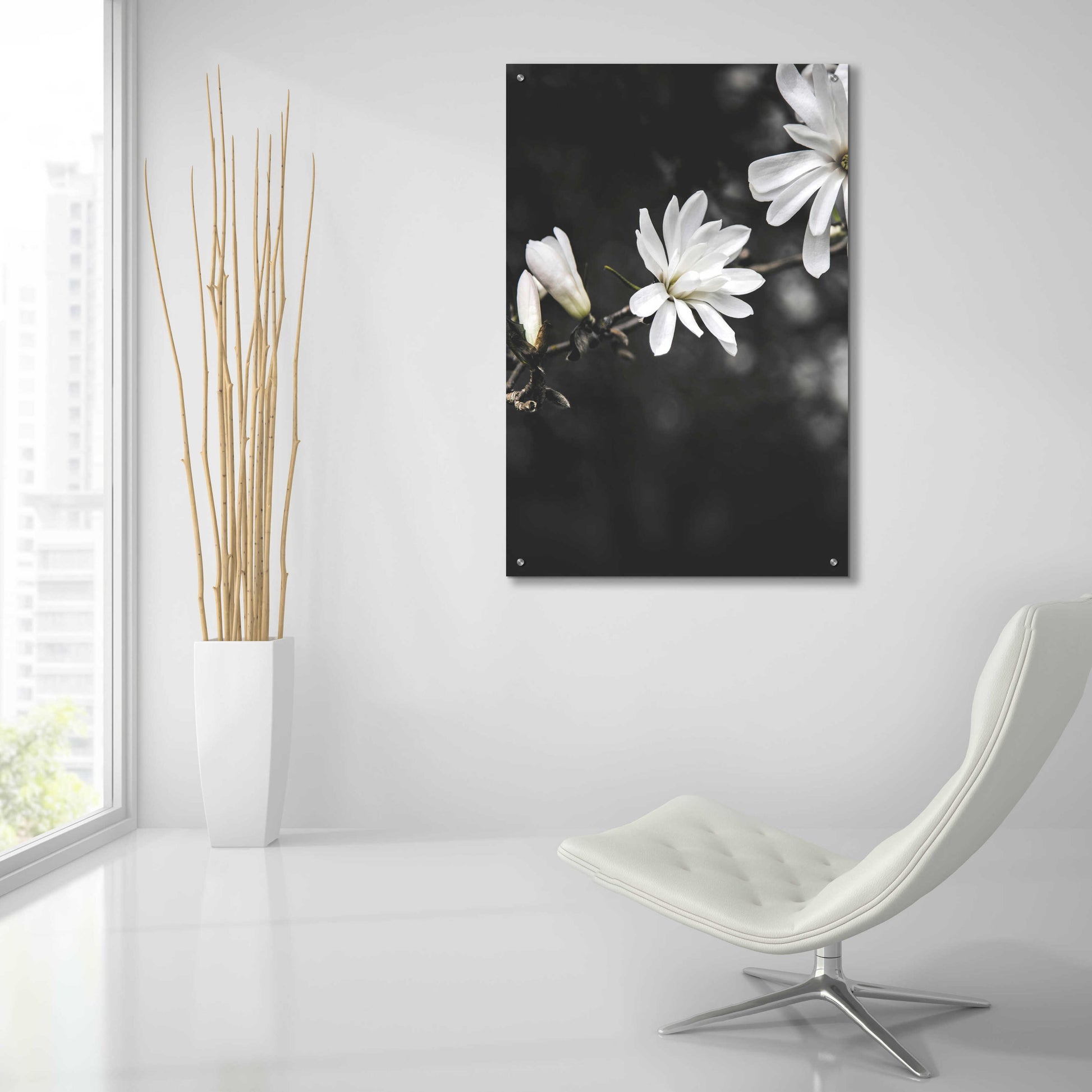 Epic Art 'White Flowers' by Design Fabrikken, Acrylic Glass Wall Art,24x36