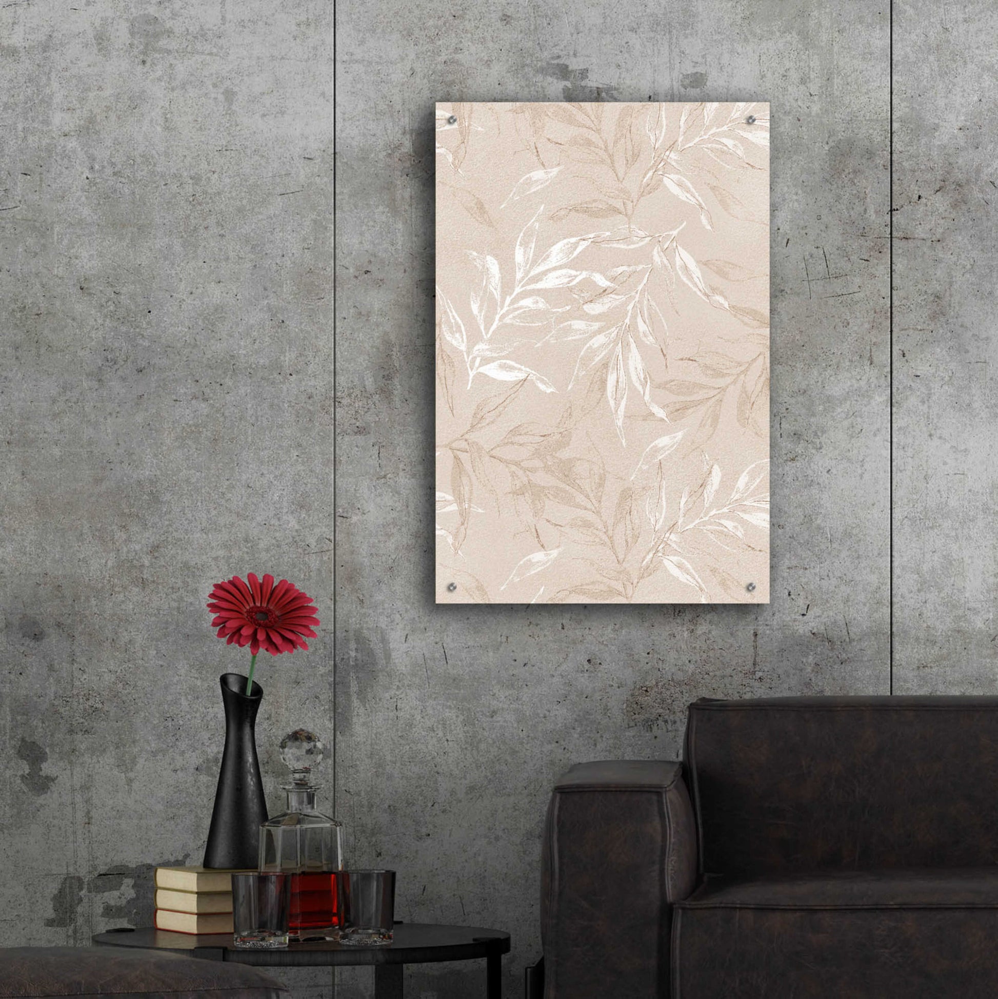 Epic Art 'White Leaves 1' by Design Fabrikken, Acrylic Glass Wall Art,24x36