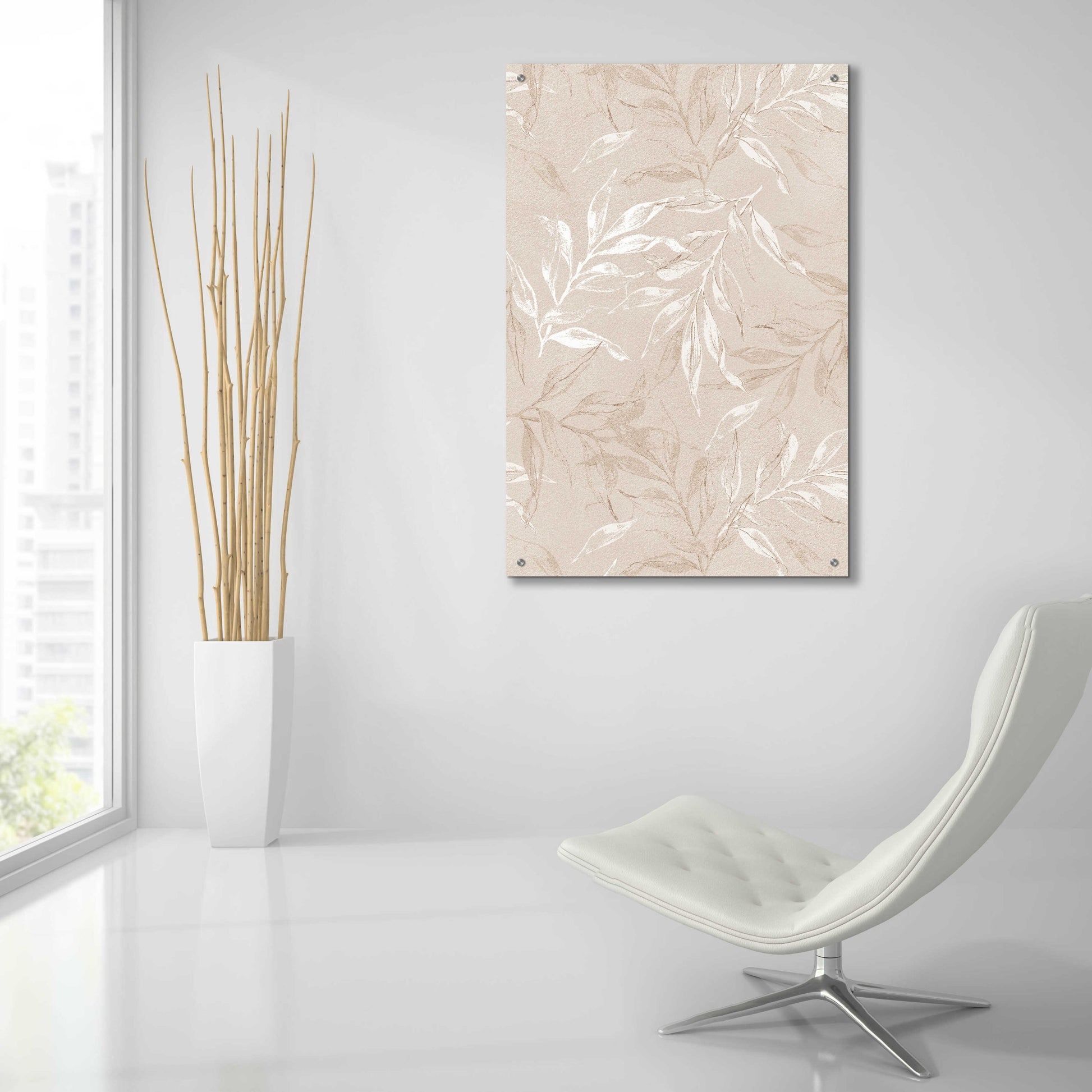 Epic Art 'White Leaves 1' by Design Fabrikken, Acrylic Glass Wall Art,24x36