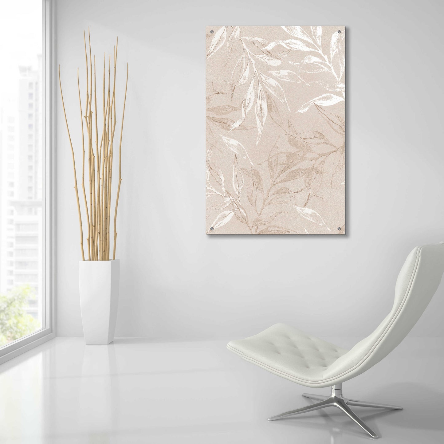 Epic Art 'White Leaves 2' by Design Fabrikken, Acrylic Glass Wall Art,24x36