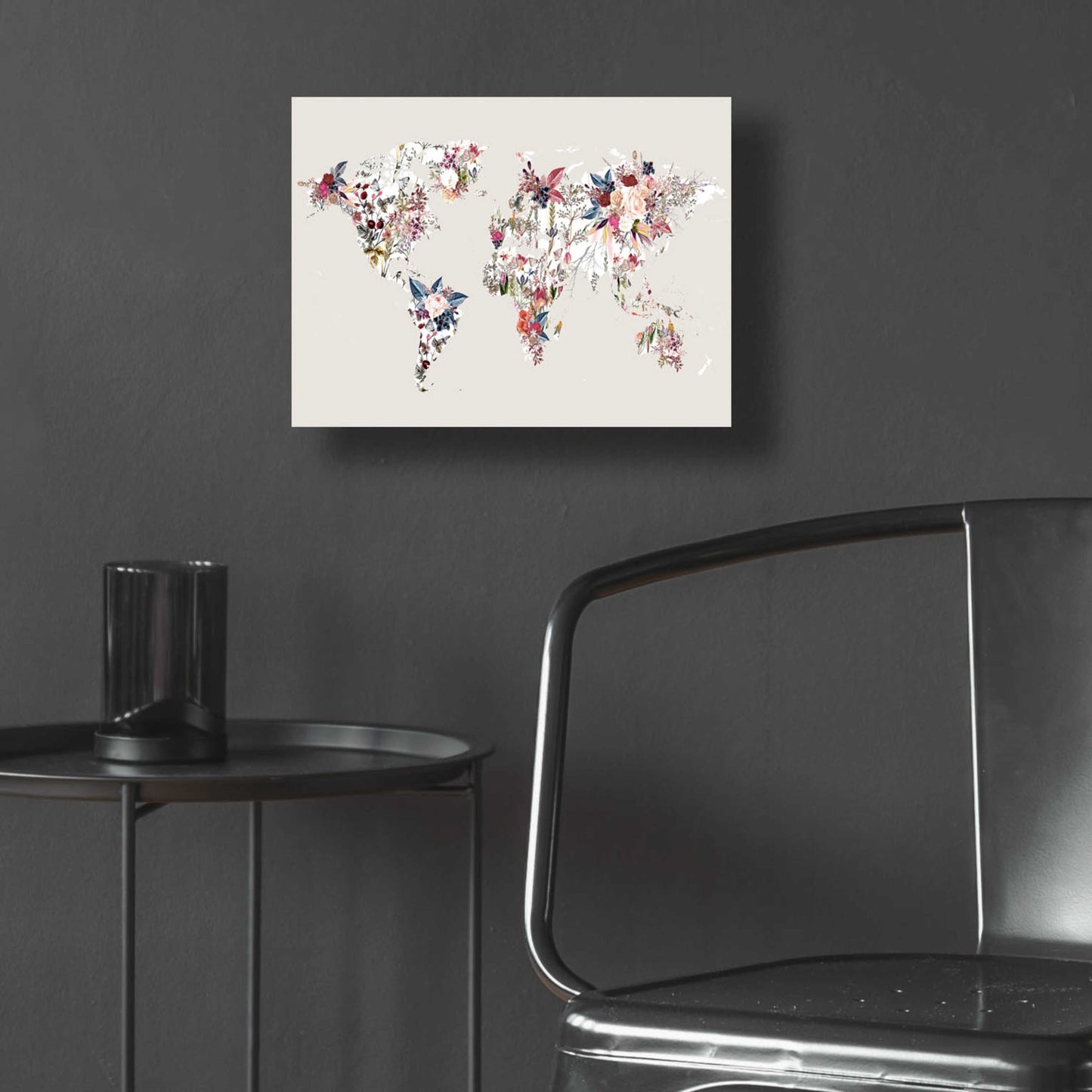 Epic Art 'Worldmap Flowers (Light)' by Design Fabrikken, Acrylic Glass Wall Art,16x12