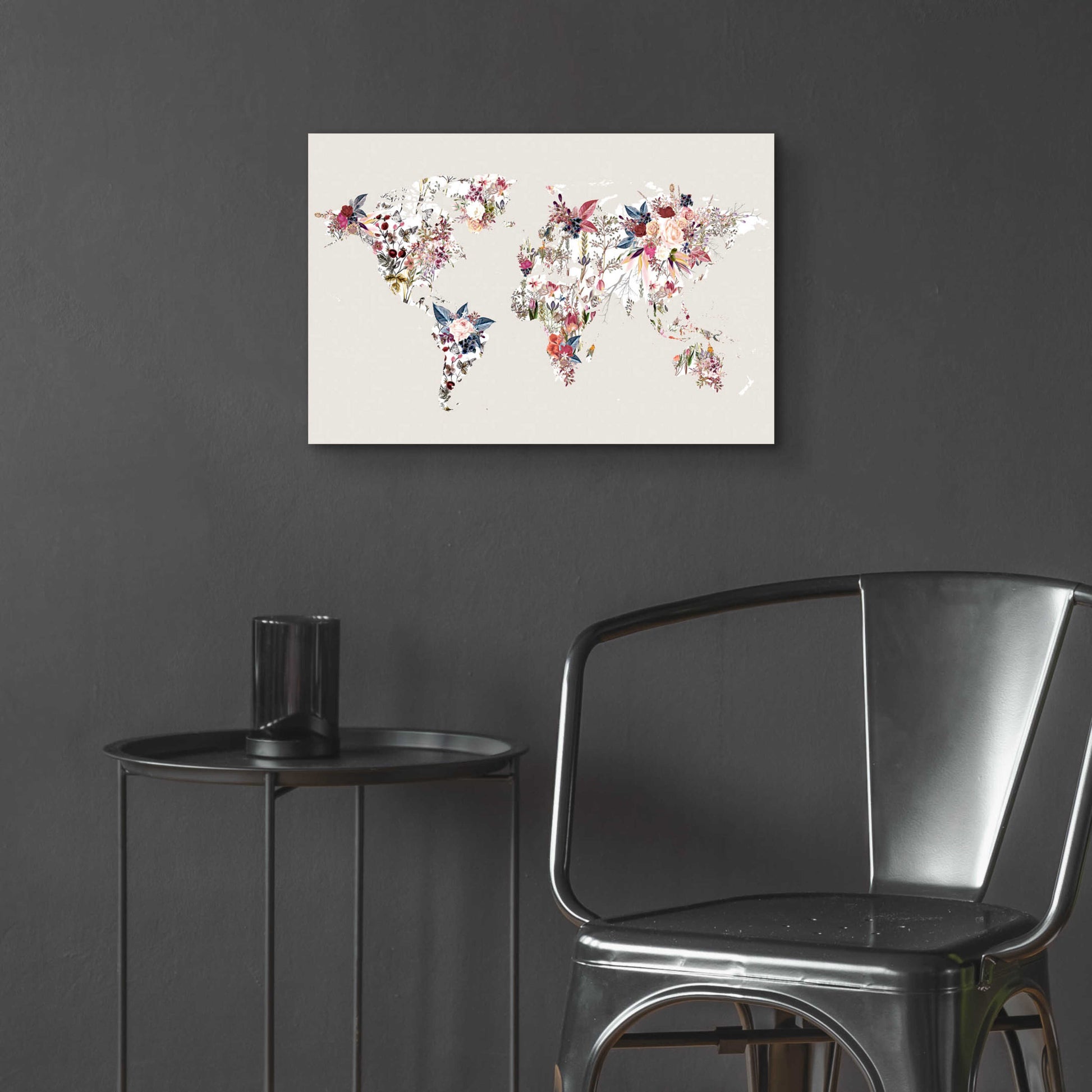 Epic Art 'Worldmap Flowers (Light)' by Design Fabrikken, Acrylic Glass Wall Art,24x16