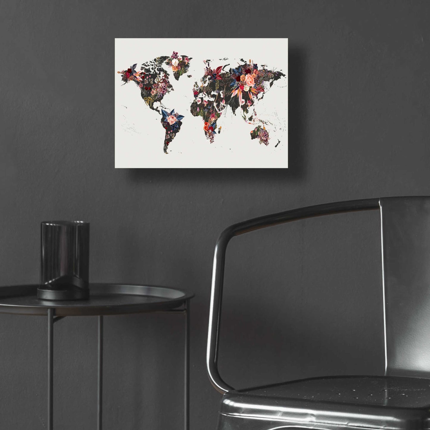 Epic Art 'Worldmap Flowers' by Design Fabrikken, Acrylic Glass Wall Art,16x12