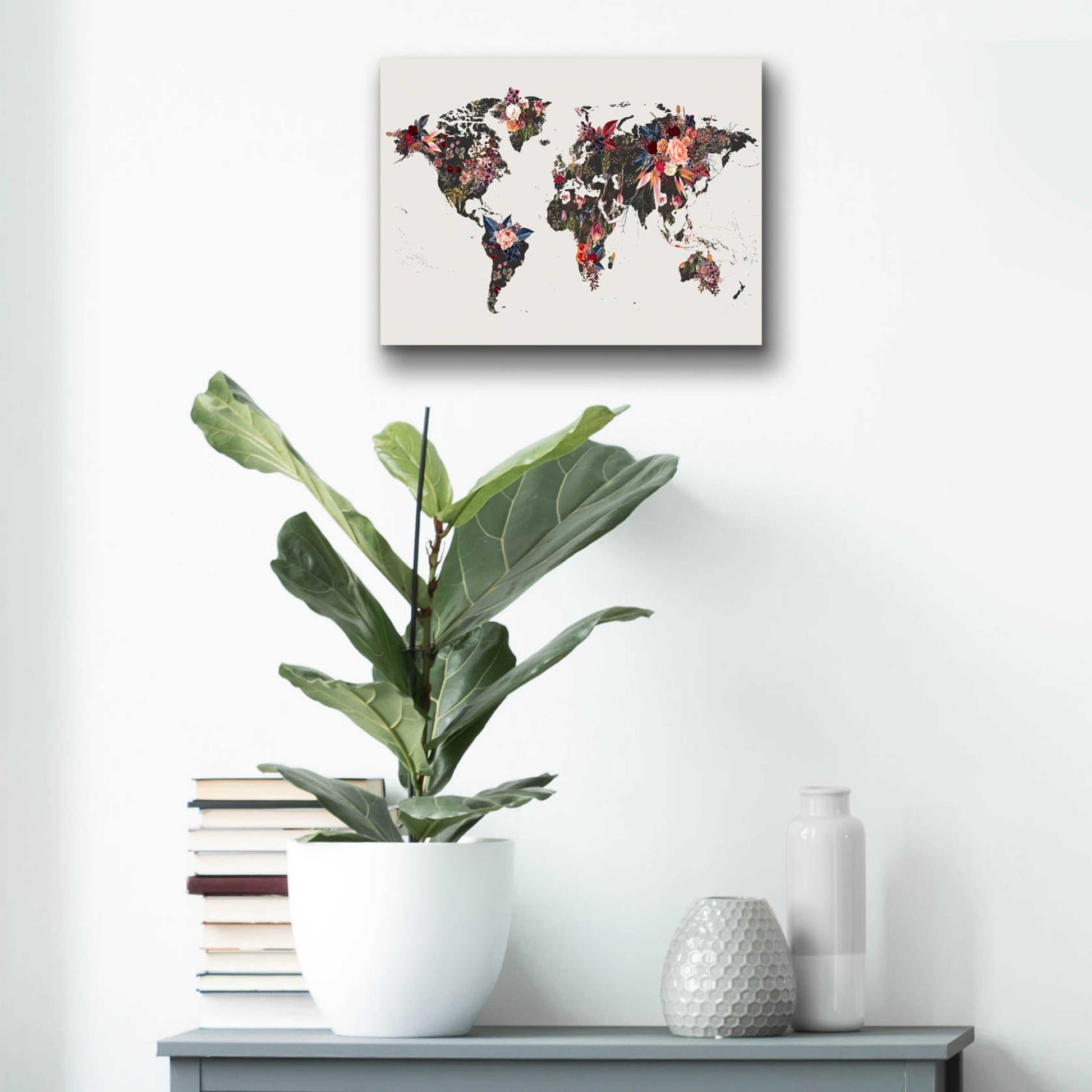 Epic Art 'Worldmap Flowers' by Design Fabrikken, Acrylic Glass Wall Art,16x12