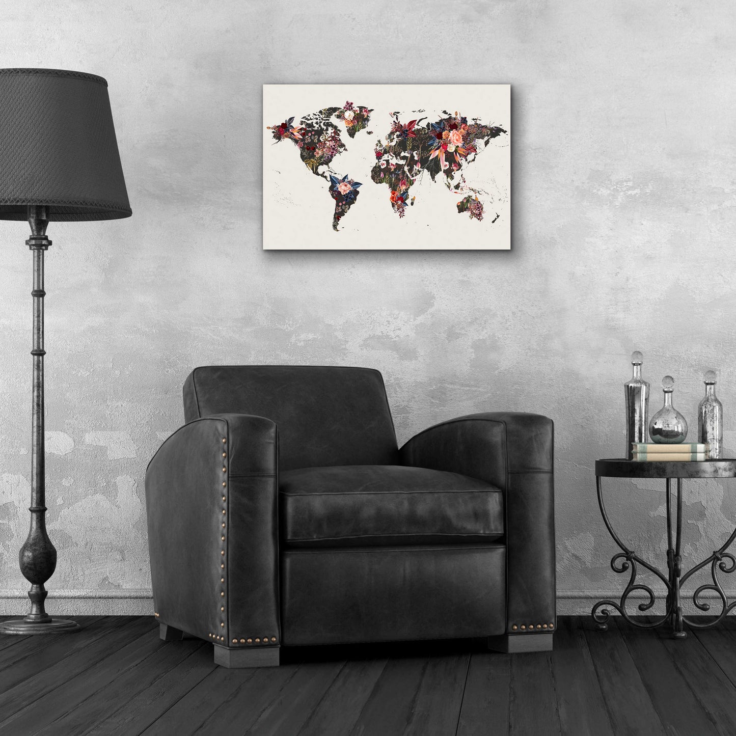 Epic Art 'Worldmap Flowers' by Design Fabrikken, Acrylic Glass Wall Art,24x16