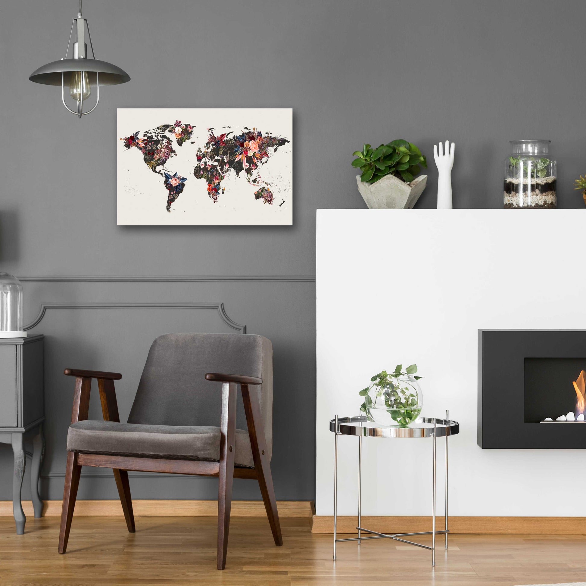 Epic Art 'Worldmap Flowers' by Design Fabrikken, Acrylic Glass Wall Art,24x16