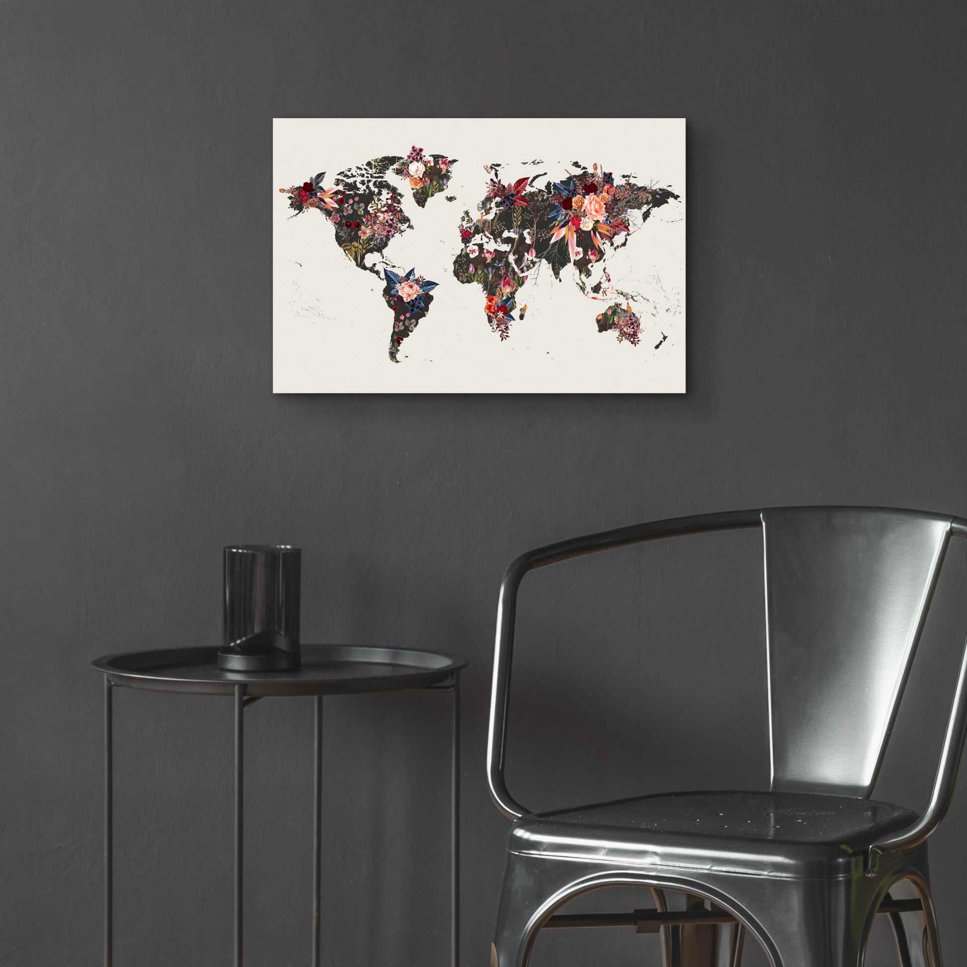 Epic Art 'Worldmap Flowers' by Design Fabrikken, Acrylic Glass Wall Art,24x16