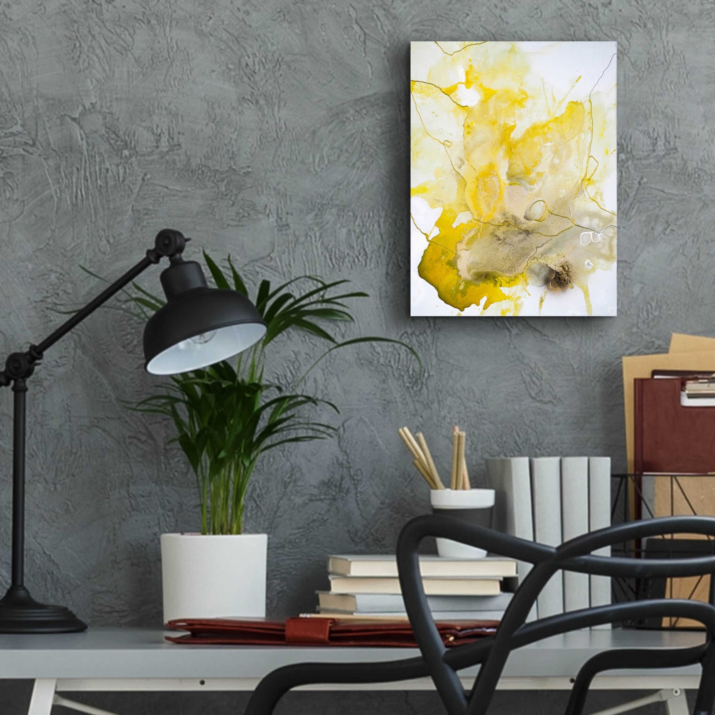 Epic Art 'Yellow Line' by Design Fabrikken, Acrylic Glass Wall Art,12x16