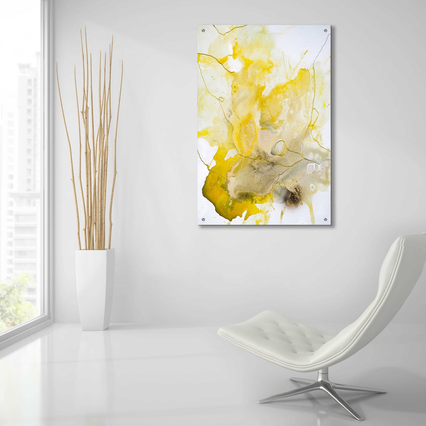 Epic Art 'Yellow Line' by Design Fabrikken, Acrylic Glass Wall Art,24x36