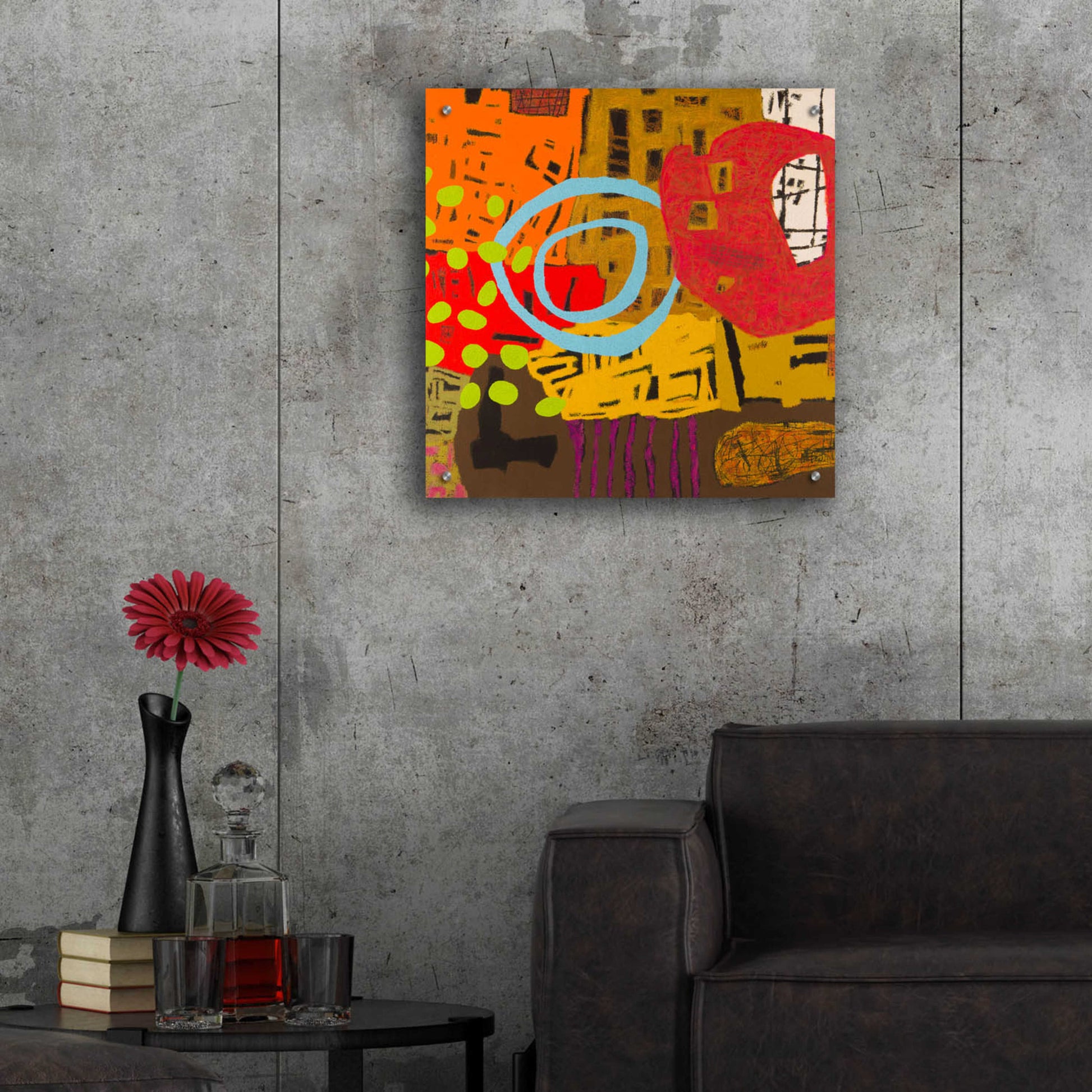 Epic Art 'Conversations in the Abstract 28' by Downs, Acrylic Glass Wall Art,24x24