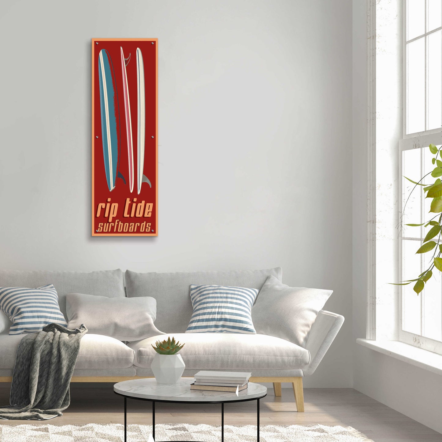 Epic Art 'Rip Tide' by Edward M. Fielding, Acrylic Glass Wall Art,16x48