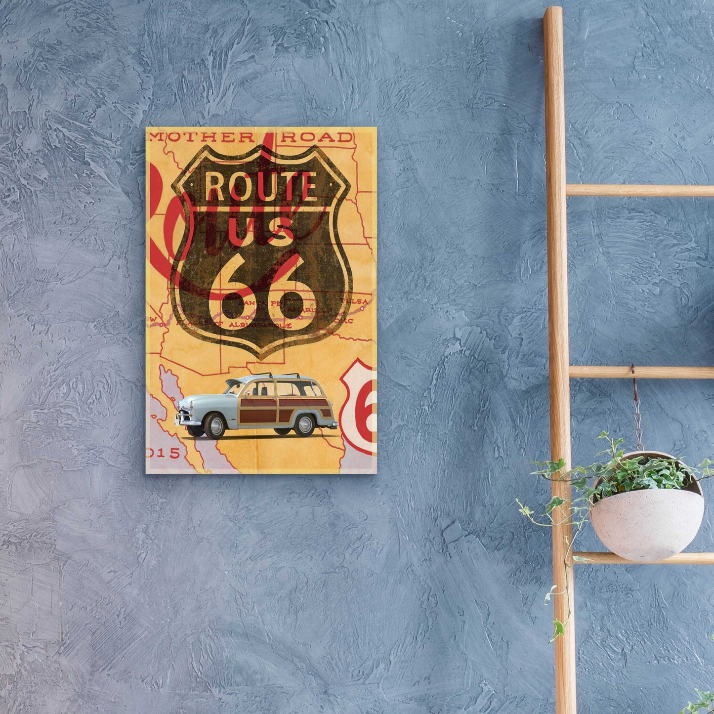 Epic Art 'Route 66 Vintage Postcard' by Edward M. Fielding, Acrylic Glass Wall Art,16x24