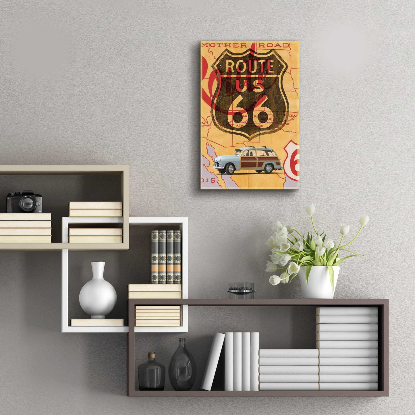 Epic Art 'Route 66 Vintage Postcard' by Edward M. Fielding, Acrylic Glass Wall Art,16x24