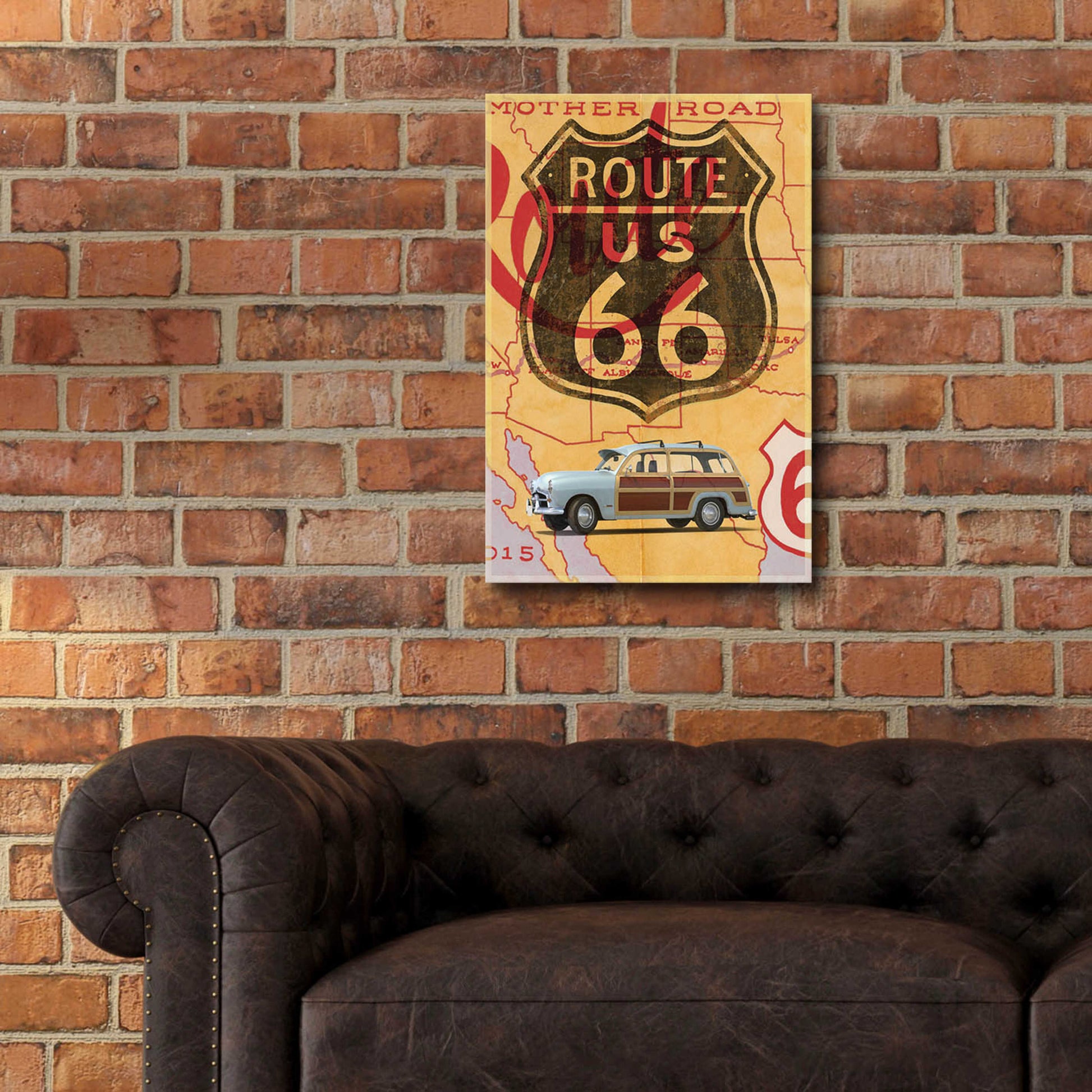 Epic Art 'Route 66 Vintage Postcard' by Edward M. Fielding, Acrylic Glass Wall Art,16x24