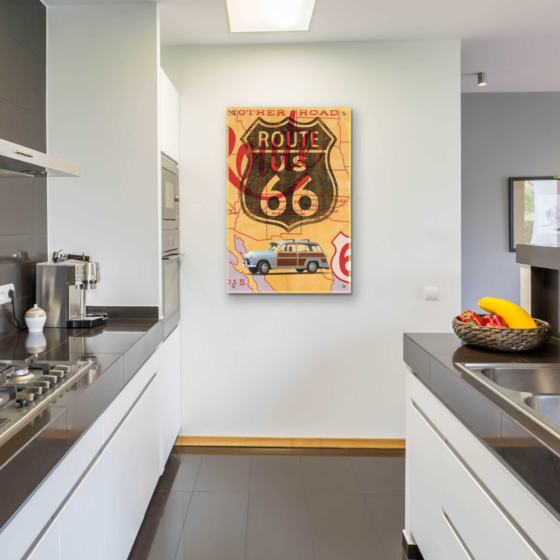 Epic Art 'Route 66 Vintage Postcard' by Edward M. Fielding, Acrylic Glass Wall Art,24x36