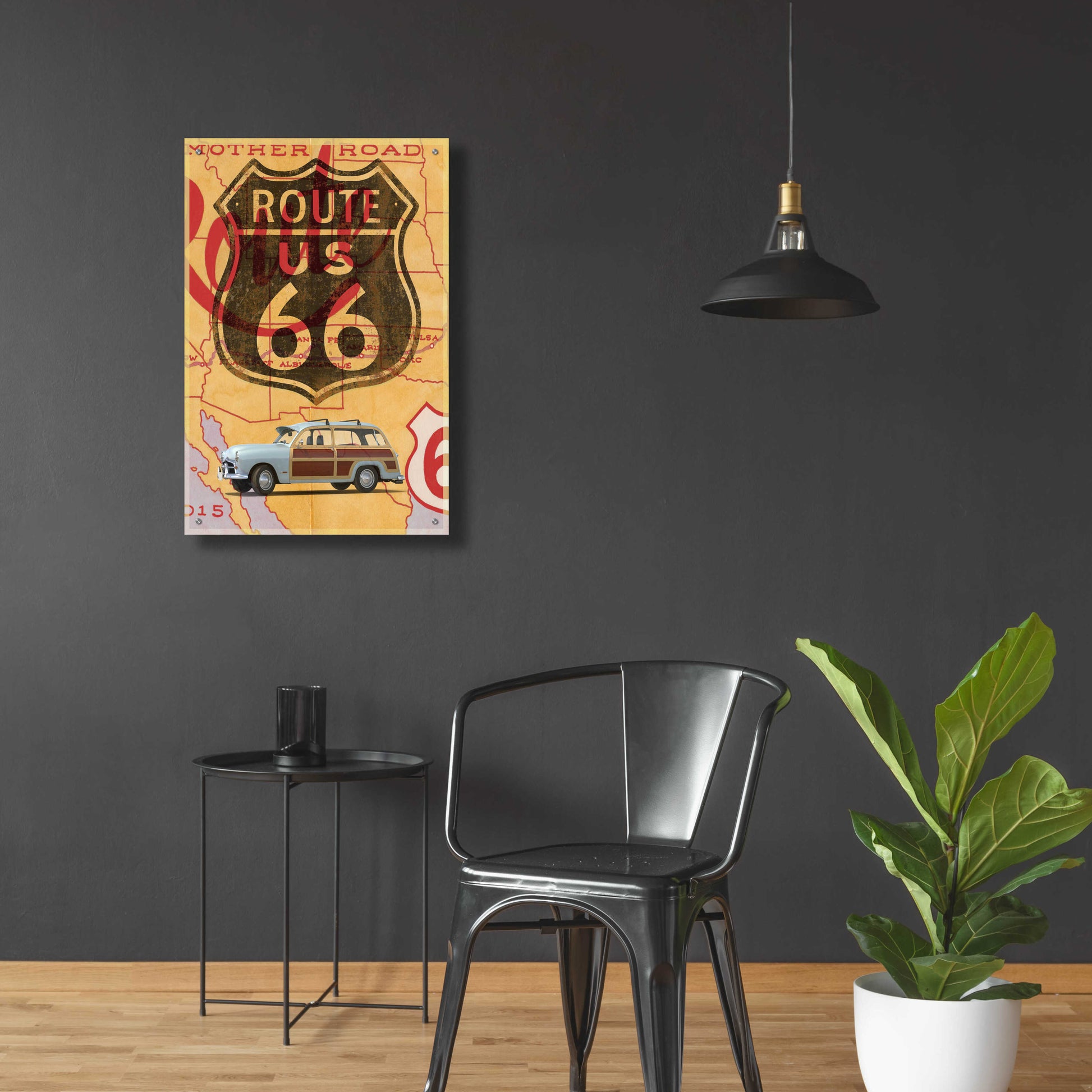 Epic Art 'Route 66 Vintage Postcard' by Edward M. Fielding, Acrylic Glass Wall Art,24x36