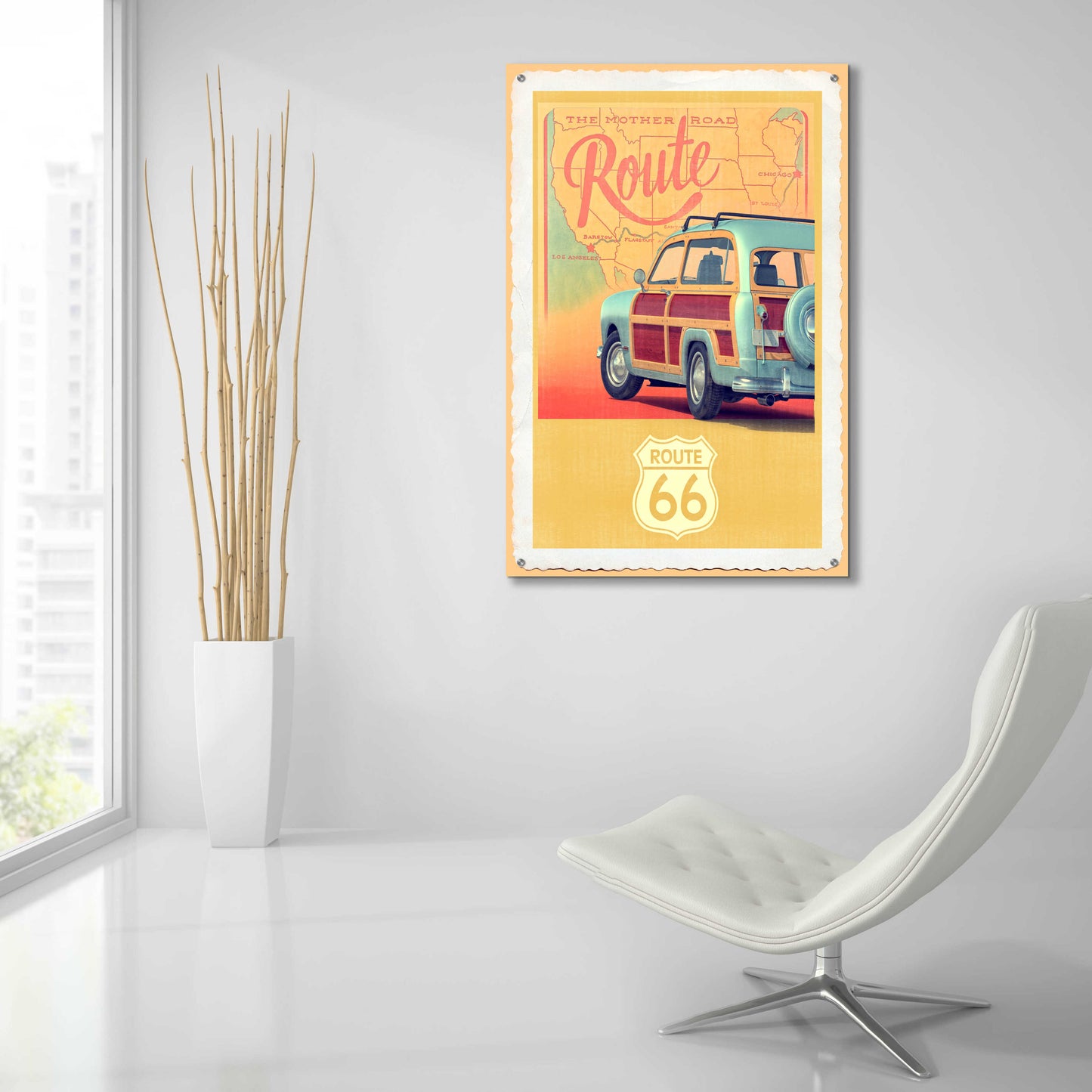 Epic Art 'Route 66 Vintage Travel' by Edward M. Fielding, Acrylic Glass Wall Art,24x36