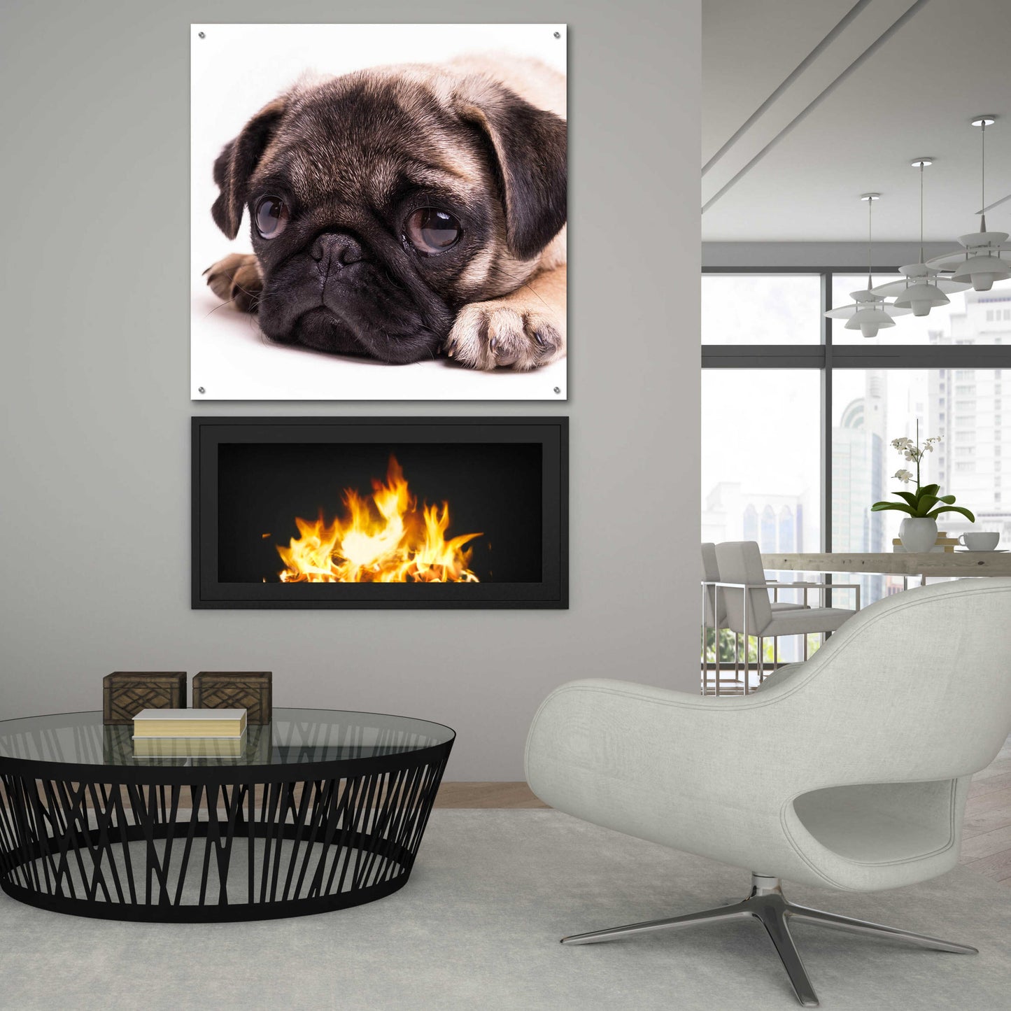 Epic Art 'Sad Sack Pug' by Edward M. Fielding, Acrylic Glass Wall Art,36x36