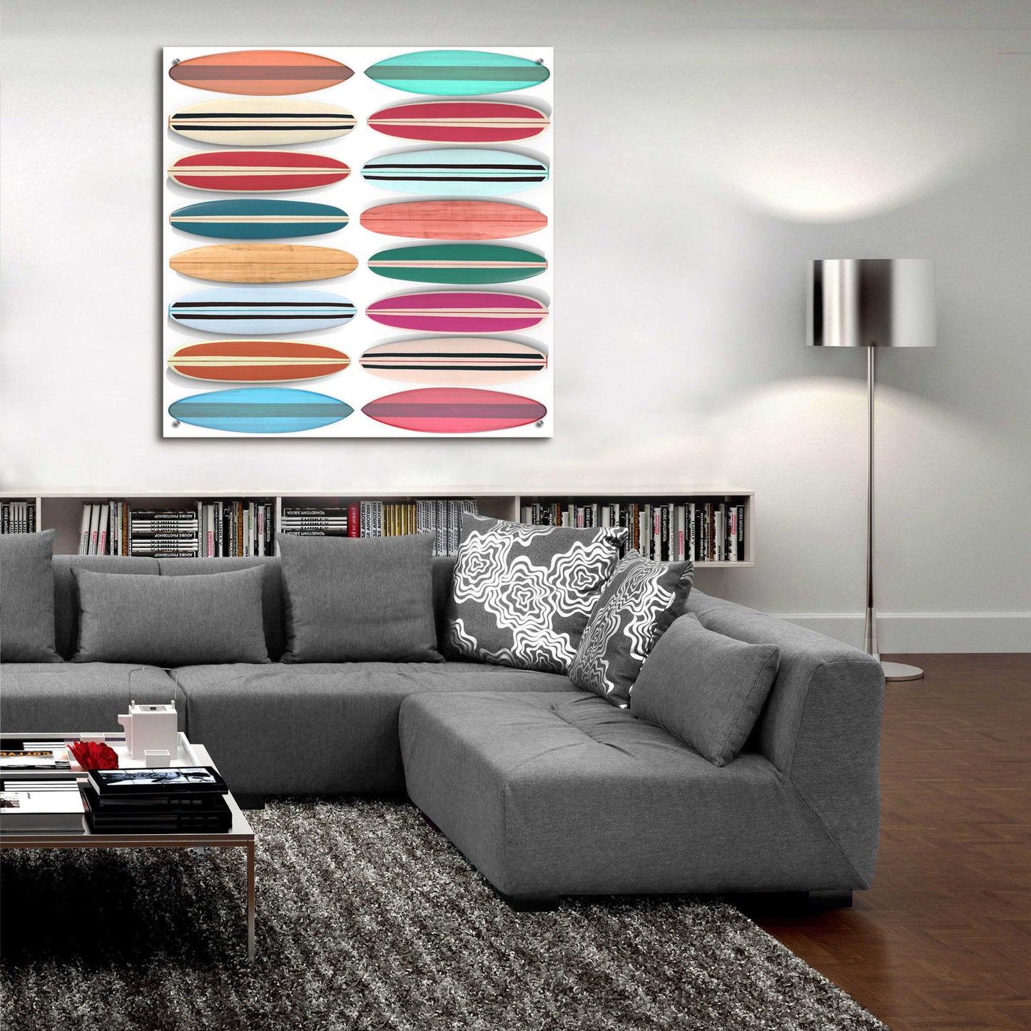 Epic Art 'Surfboard Pattern' by Edward M. Fielding, Acrylic Glass Wall Art,36x36