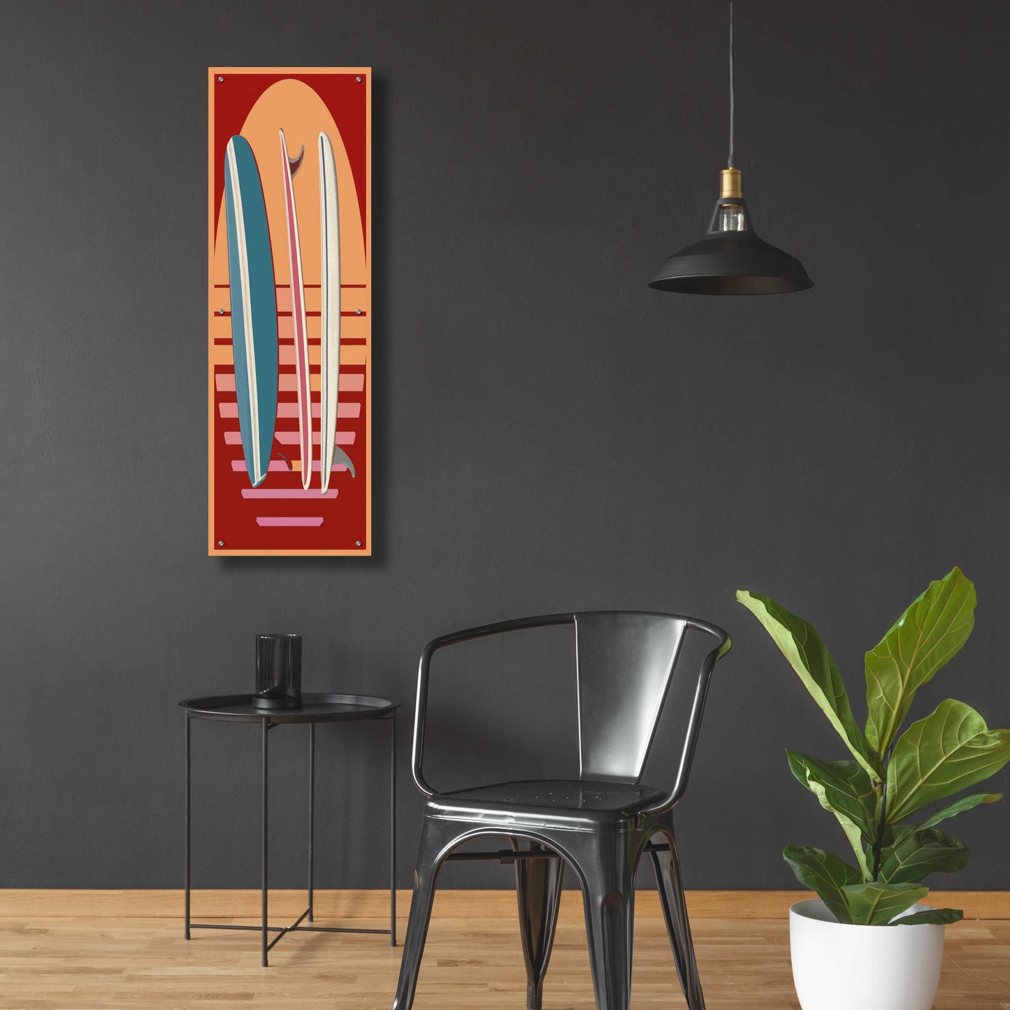 Epic Art 'Surfboard Sunset' by Edward M. Fielding, Acrylic Glass Wall Art,16x48