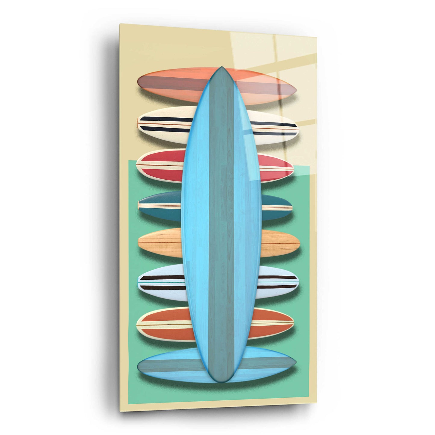 Epic Art 'Surfboards - Red' by Edward M. Fielding, Acrylic Glass Wall Art,12x24