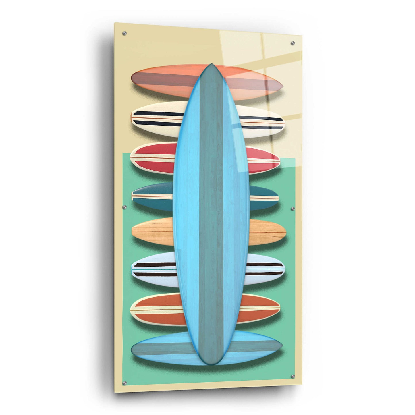 Epic Art 'Surfboards - Red' by Edward M. Fielding, Acrylic Glass Wall Art,24x48