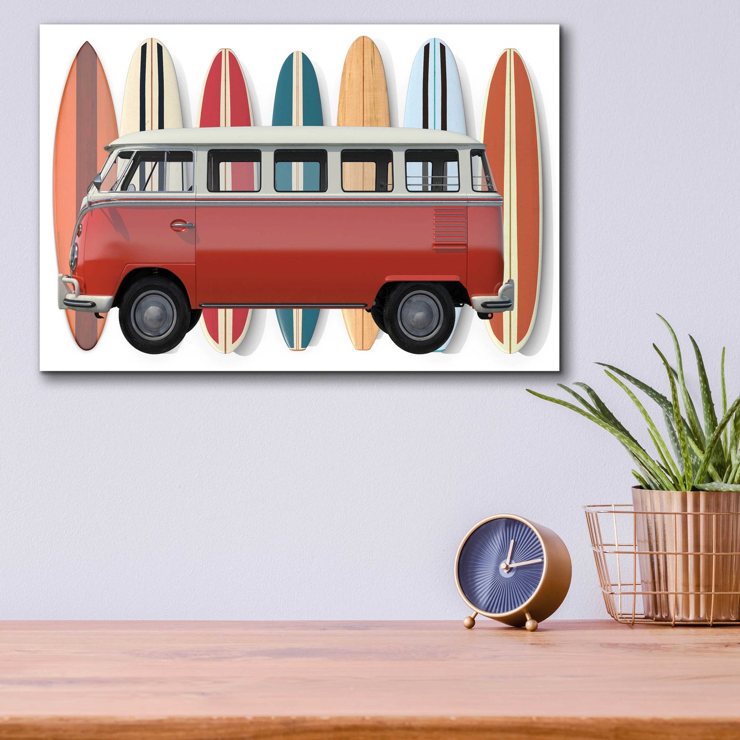 Epic Art 'Surfer Van' by Edward M. Fielding, Acrylic Glass Wall Art,16x12