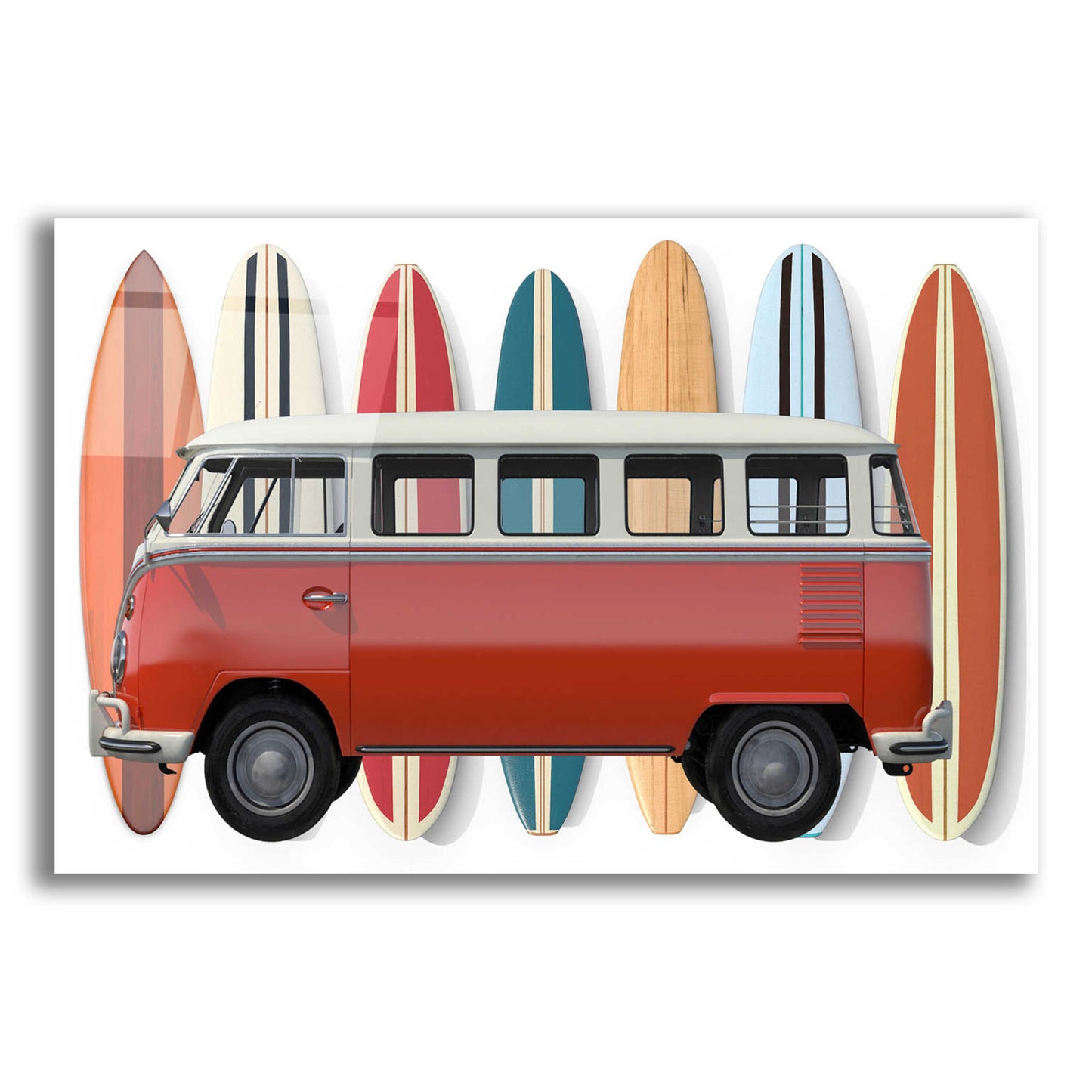 Epic Art 'Surfer Van' by Edward M. Fielding, Acrylic Glass Wall Art,16x12