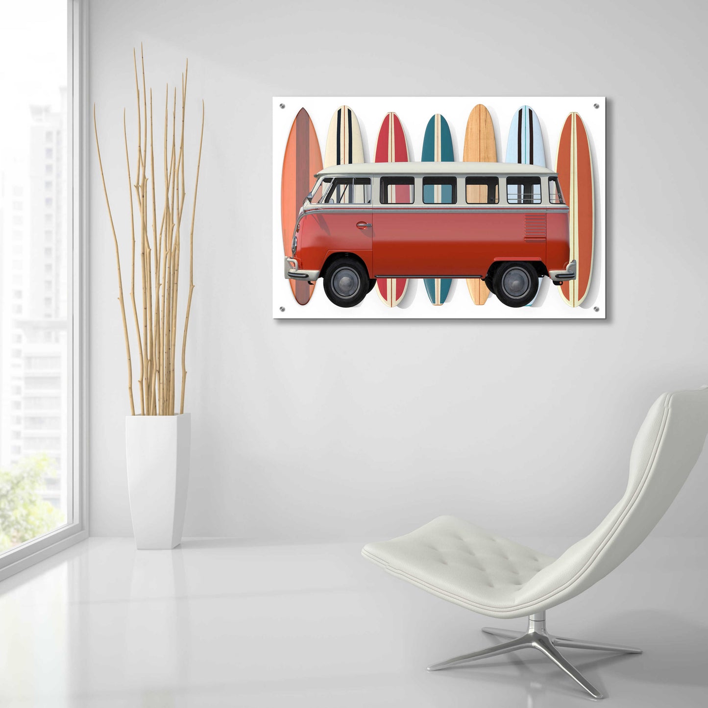 Epic Art 'Surfer Van' by Edward M. Fielding, Acrylic Glass Wall Art,36x24