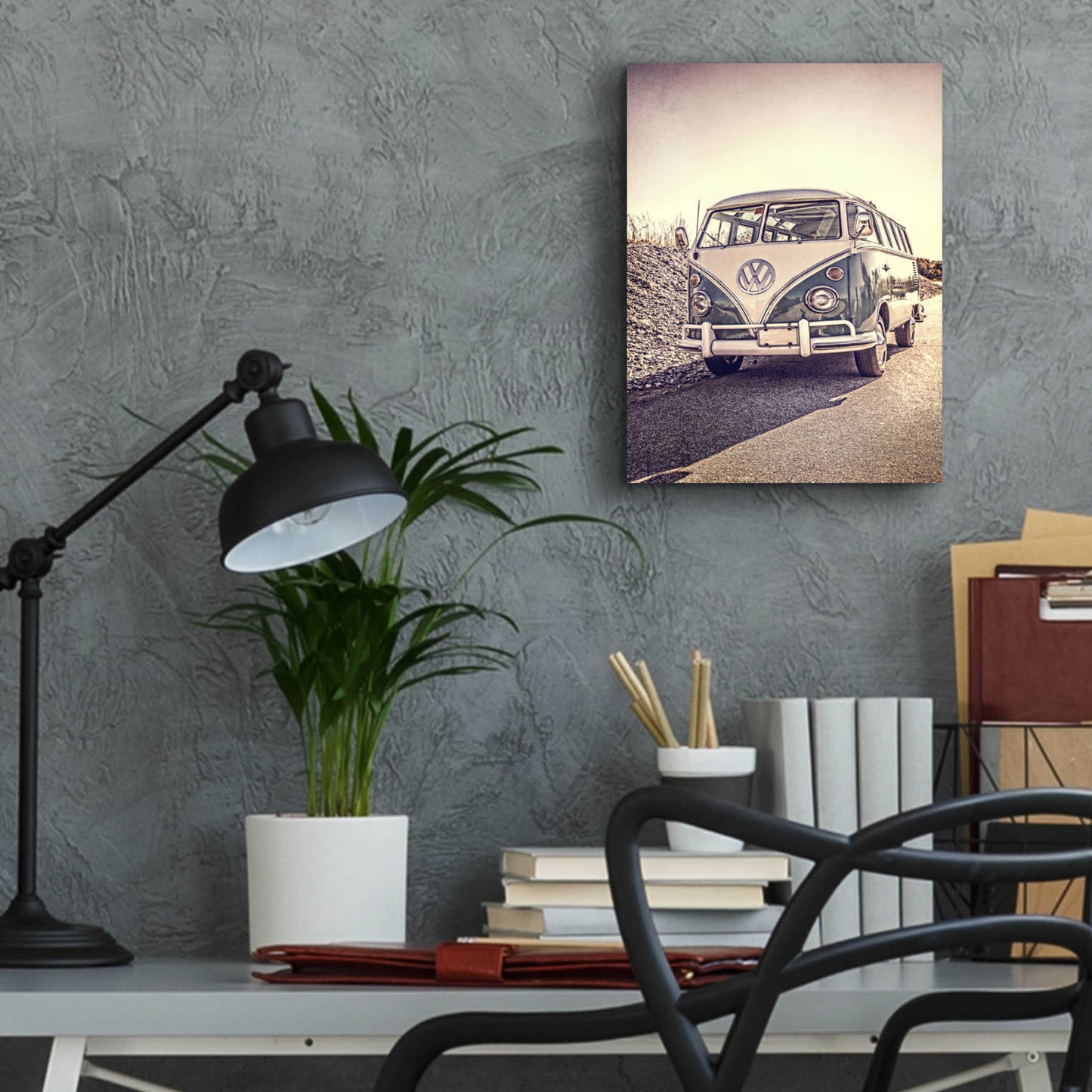 Epic Art 'Surfers’ Vintage VW Bus' by Edward M. Fielding, Acrylic Glass Wall Art,12x16