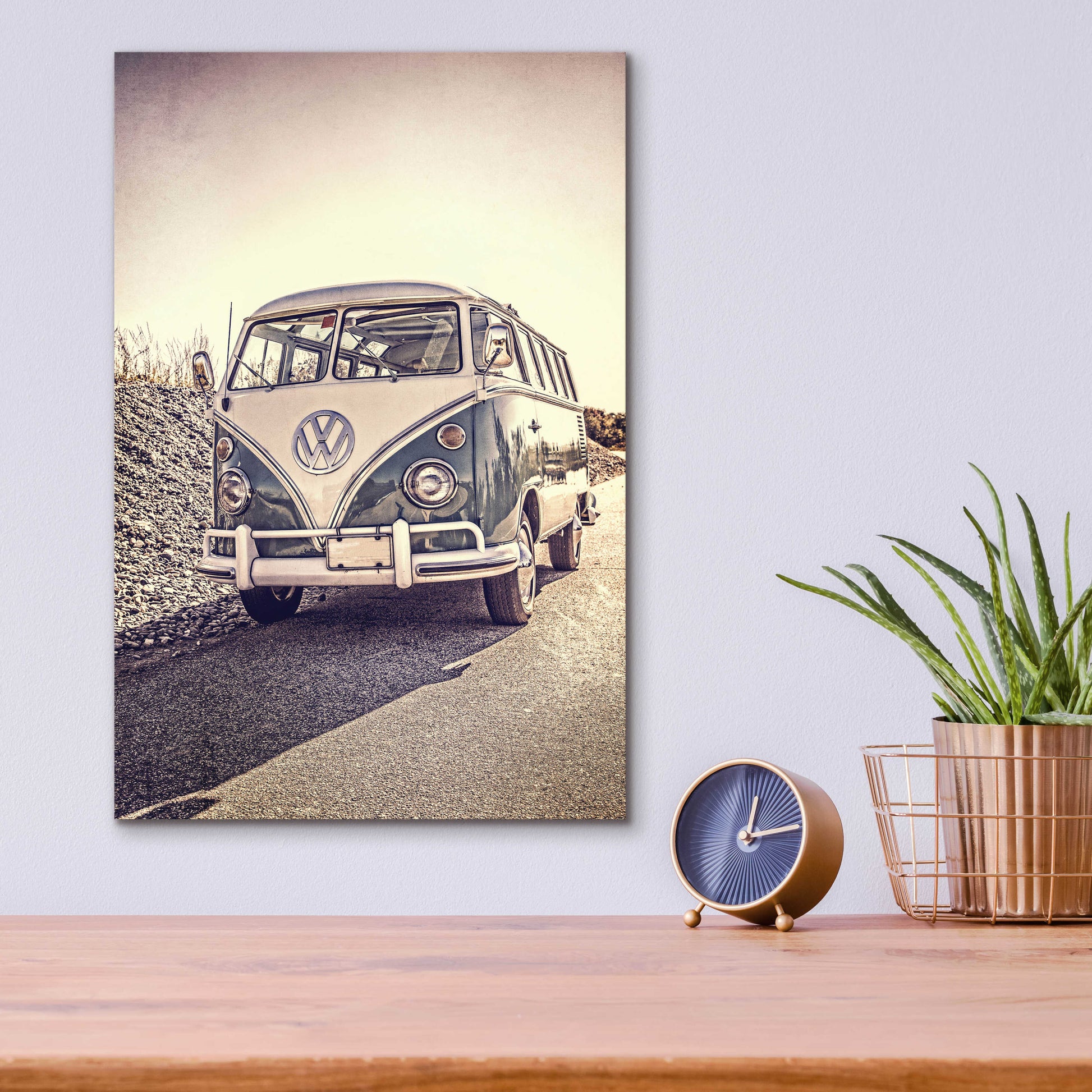 Epic Art 'Surfers’ Vintage VW Bus' by Edward M. Fielding, Acrylic Glass Wall Art,12x16