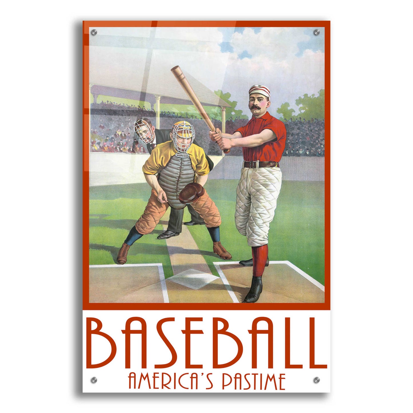 Epic Art 'Baseball America' by Edward M. Fielding, Acrylic Glass Wall Art,24x36