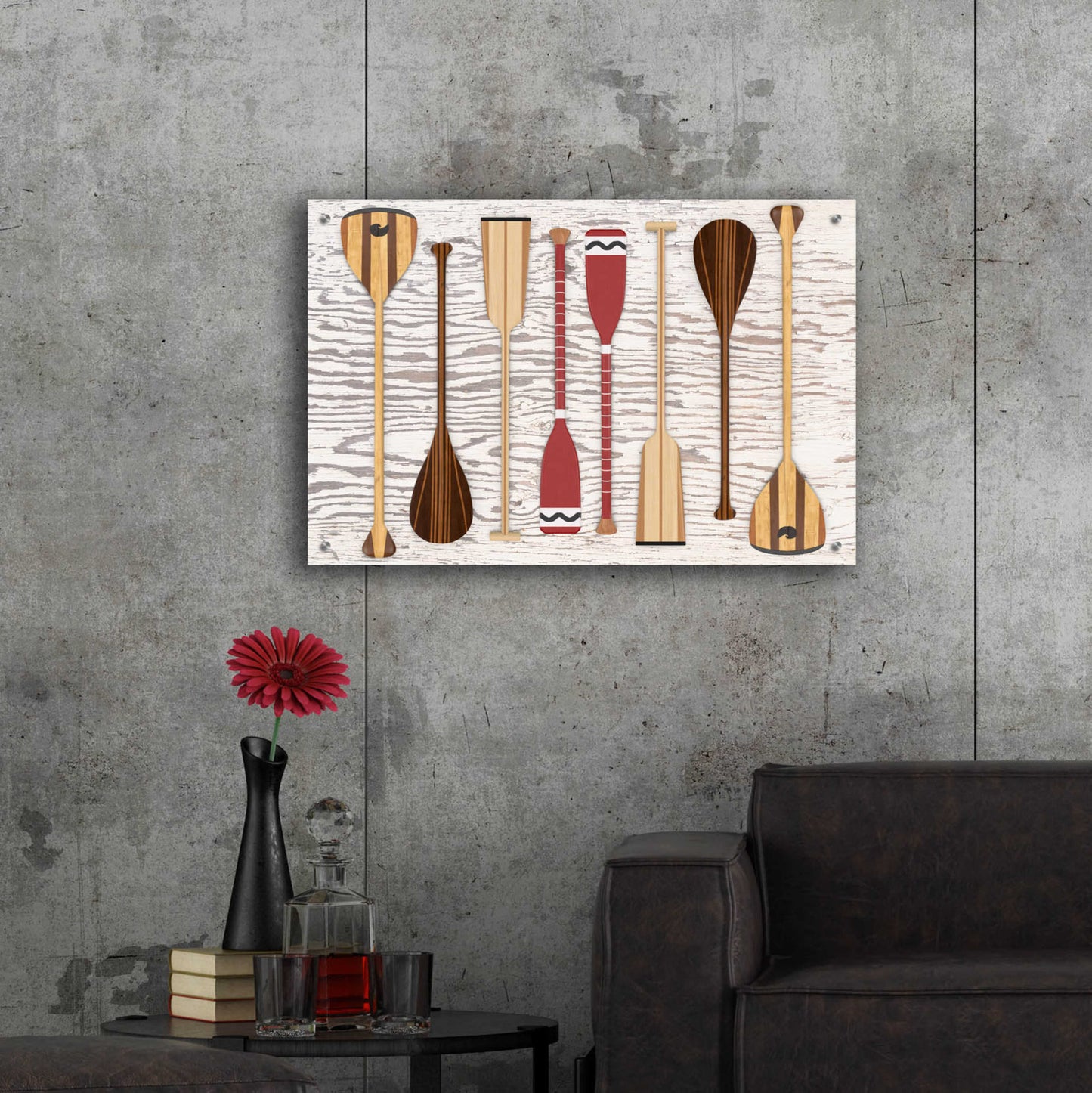 Epic Art 'Canoe Paddles & Oar' by Edward M. Fielding, Acrylic Glass Wall Art,36x24