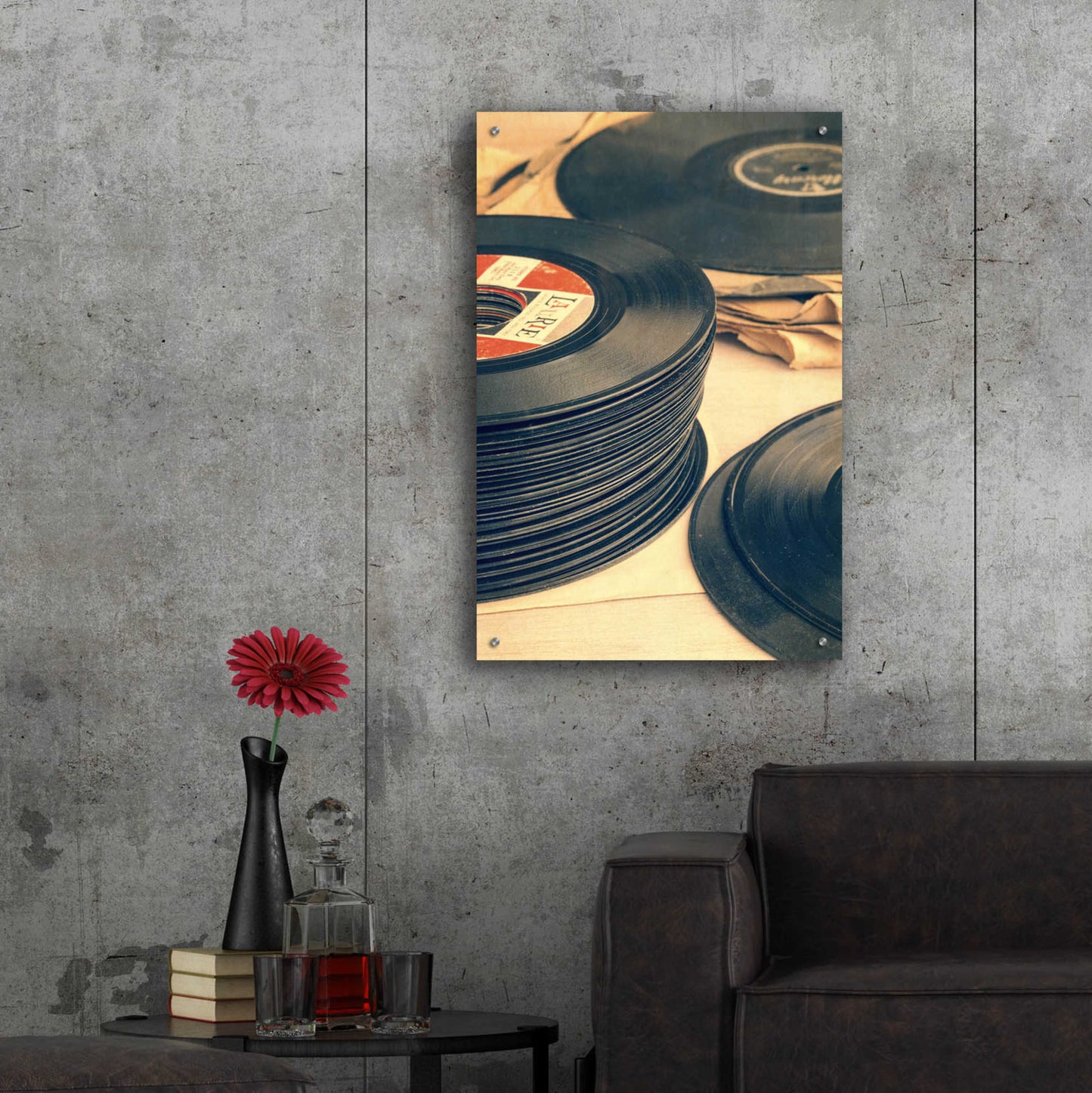 Epic Art 'Old 45s' by Edward M. Fielding, Acrylic Glass Wall Art,24x36