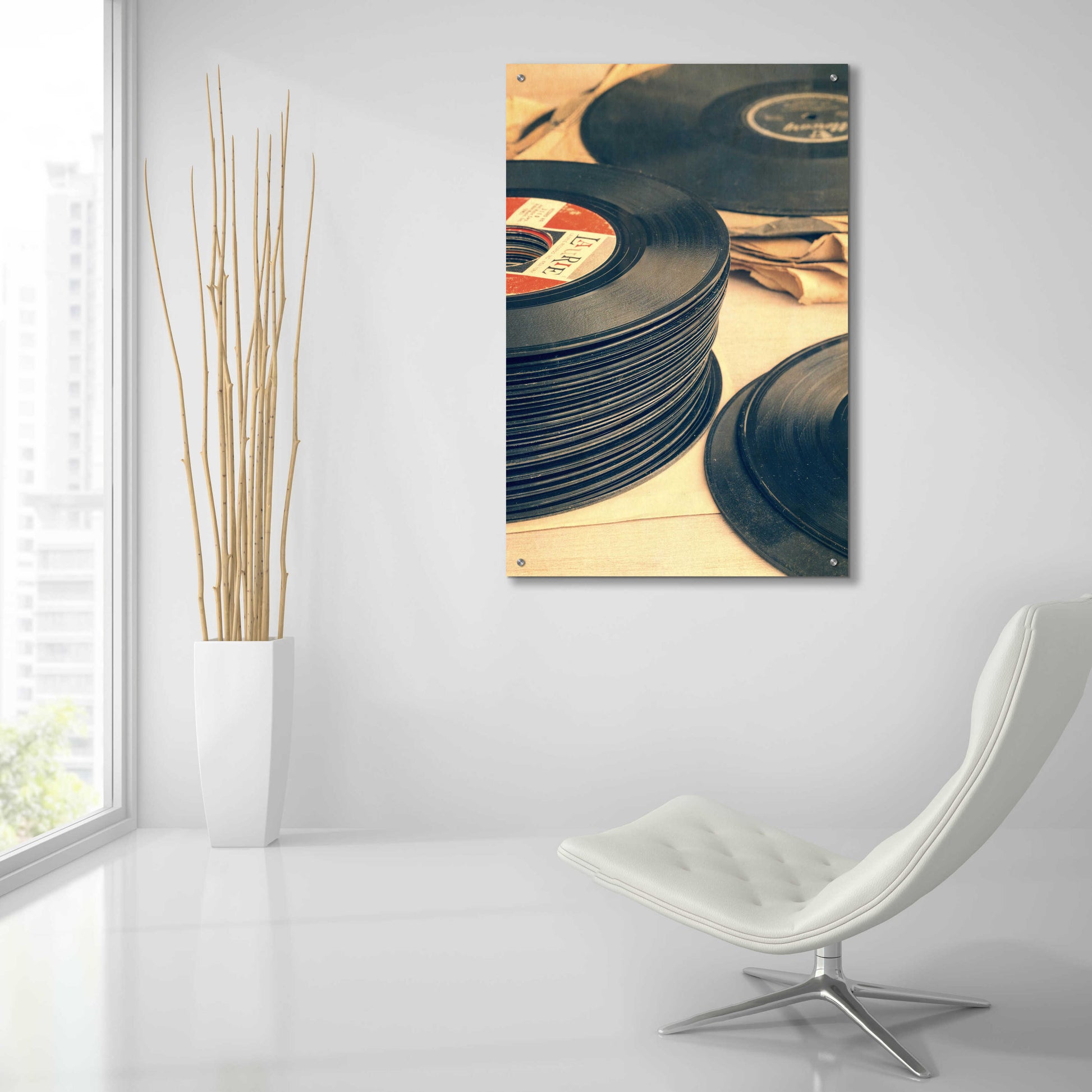 Epic Art 'Old 45s' by Edward M. Fielding, Acrylic Glass Wall Art,24x36