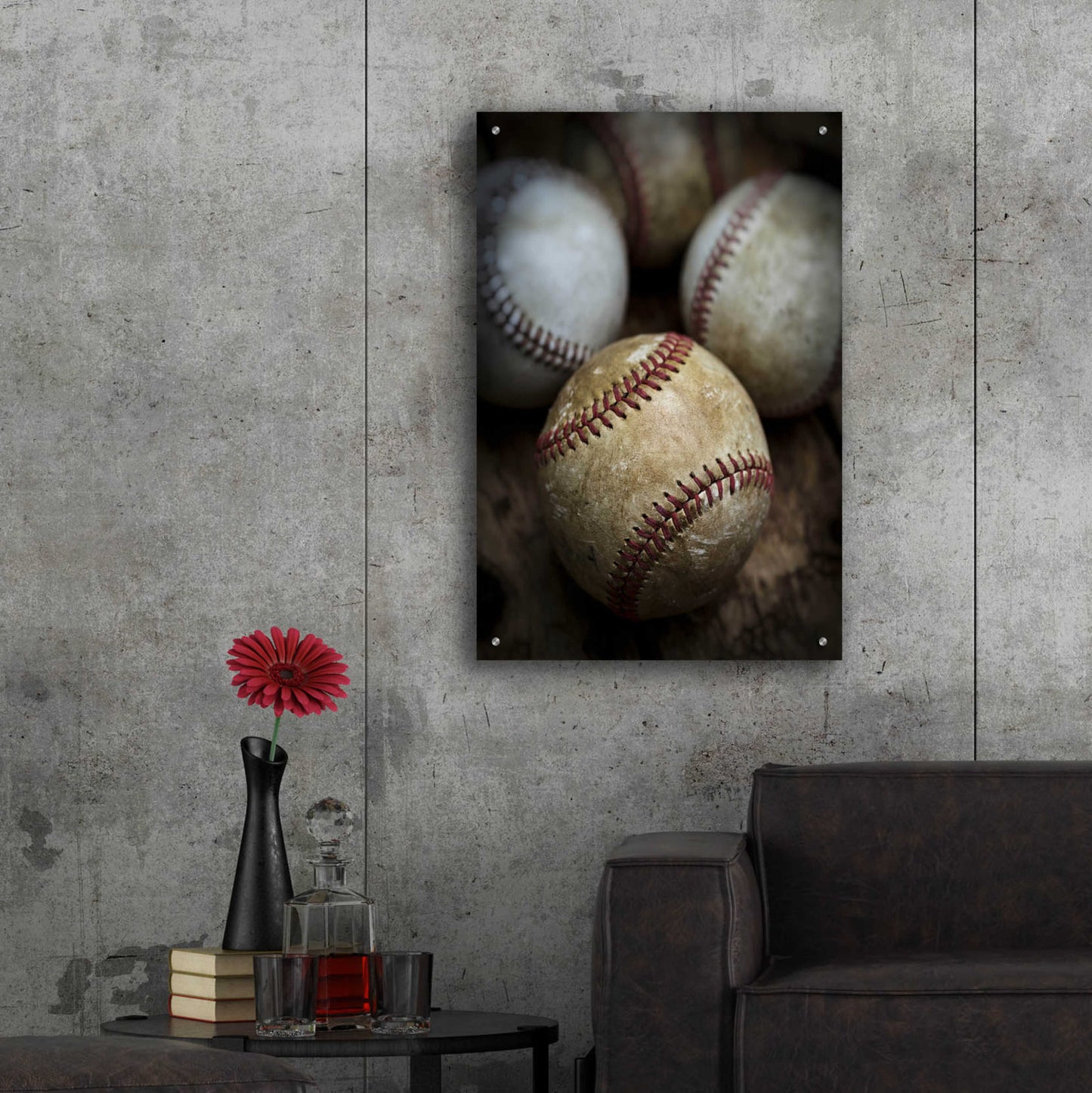 Epic Art 'Old Baseball' by Edward M. Fielding, Acrylic Glass Wall Art,24x36