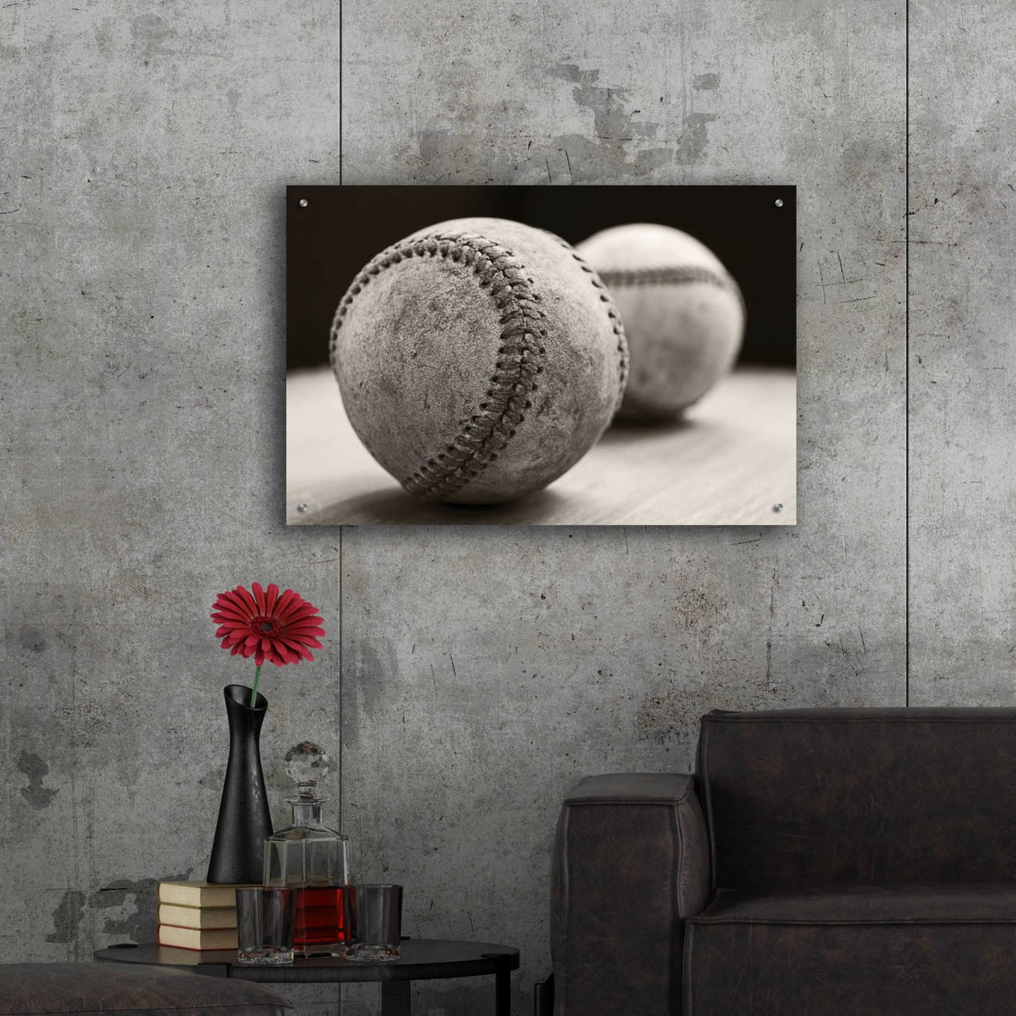 Epic Art 'Old Baseballs' by Edward M. Fielding, Acrylic Glass Wall Art,36x24